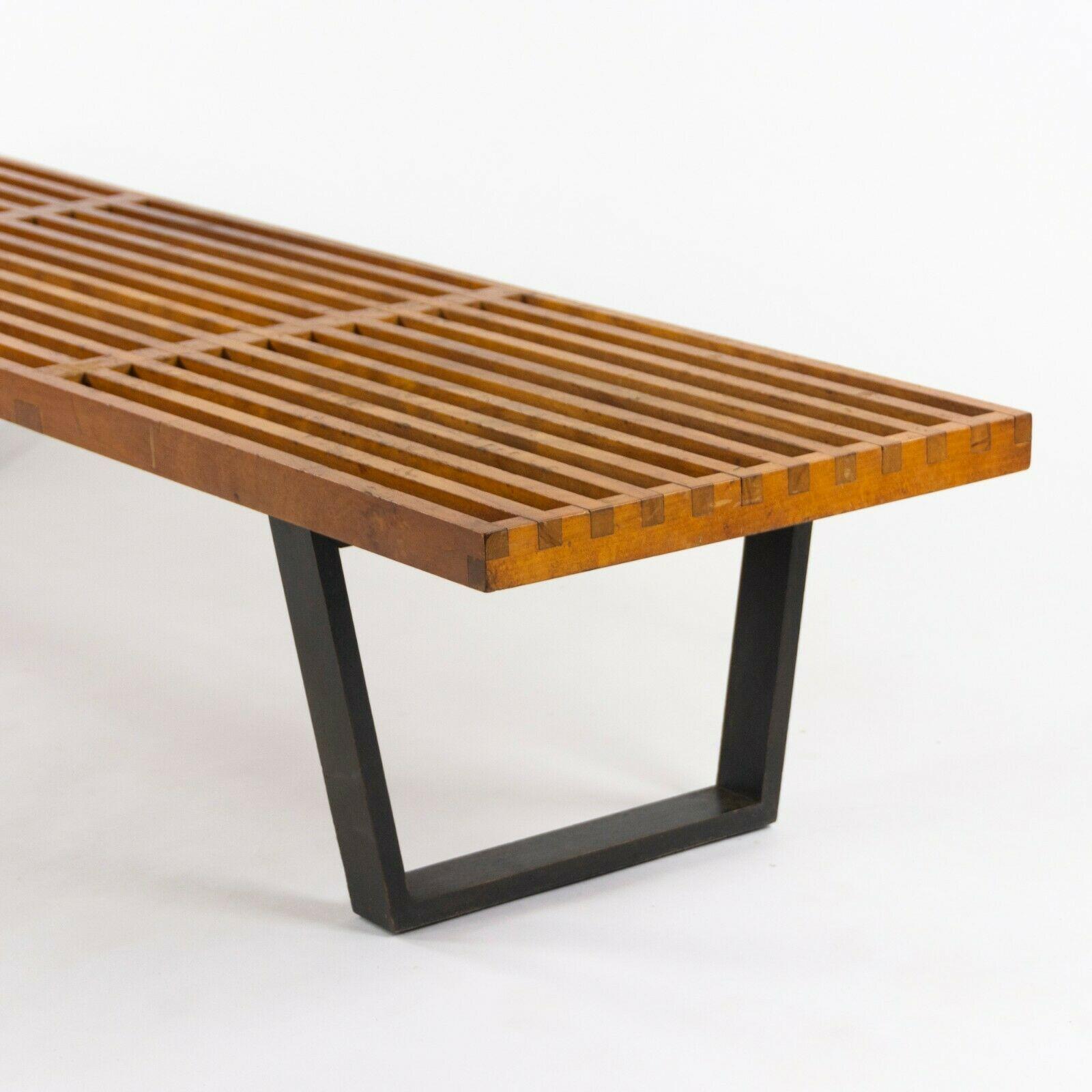 Mid-20th Century 1950s George Nelson Herman Miller 72.5 inch 4692 Slatted Platform Bench in Birch For Sale