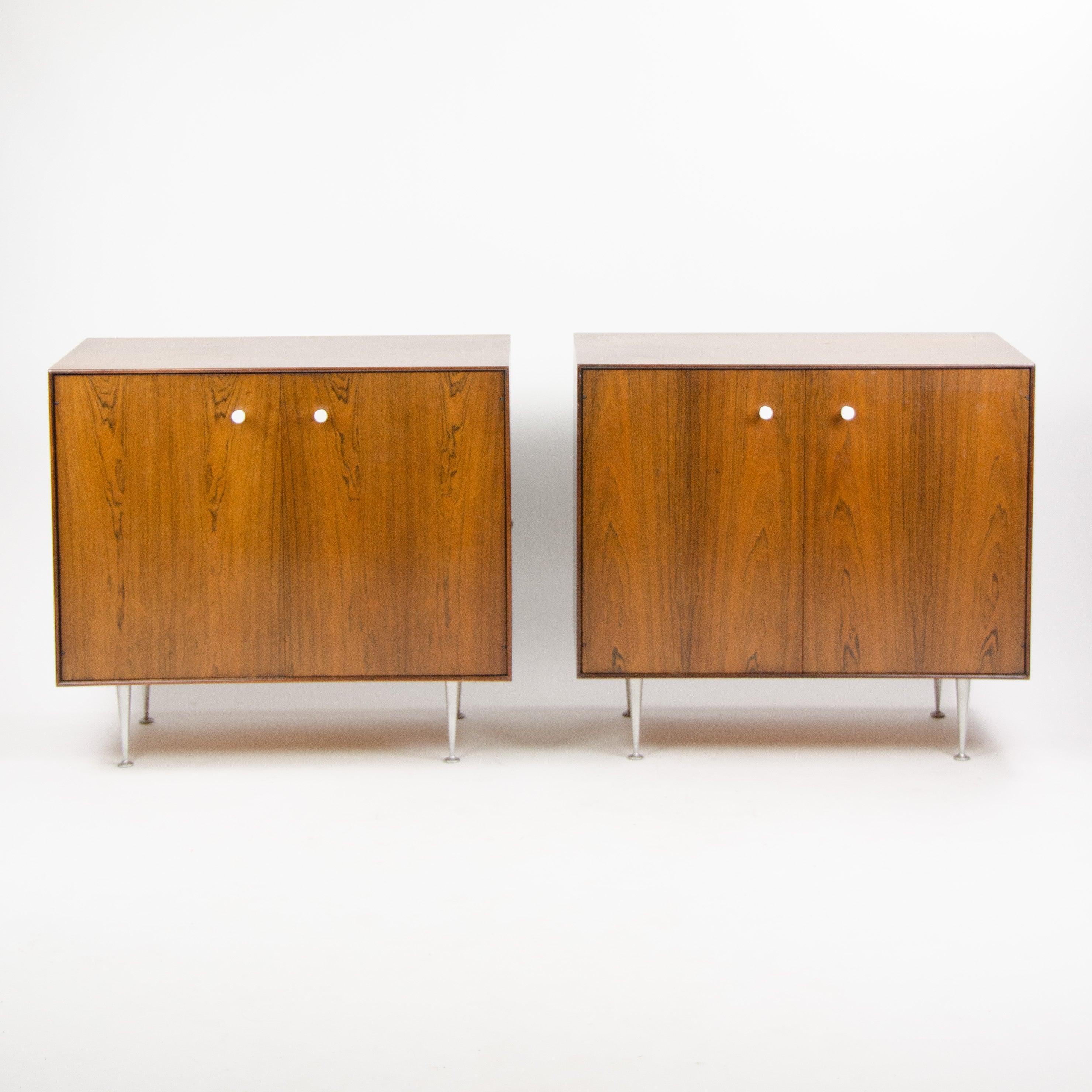 Up for sale is a rare pair of vintage George Nelson for Herman Miller rosewood thin edge cabinets. These cabinets date to the mid 1950's and are some of the earliest examples produced.


The price listed is for one cabinet. Two cabinets are