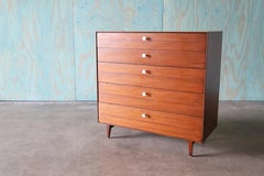 1950s George Nelson Herman Miller Thin Edge Walnut 5 Drawer Dresser Mid Century