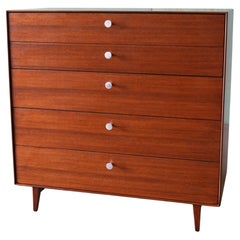 1950s George Nelson Herman Miller Thin Edge Walnut 5 Drawer Dresser Mid Century