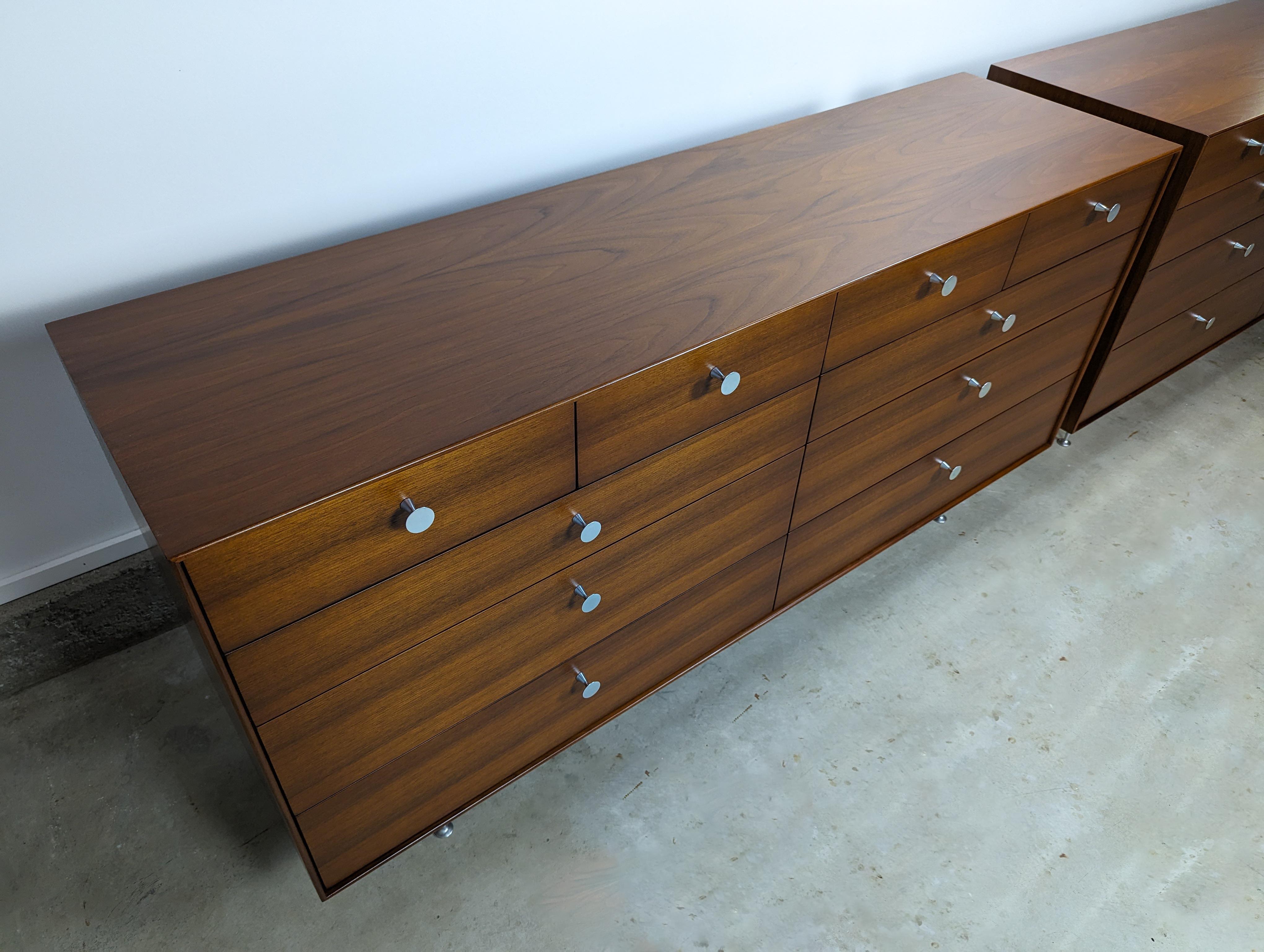 American 1950s George Nelson Thin Edge Walnut Dressers for Herman Miller For Sale