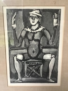 1950s Georges Rouault Woodcut Clown Assis