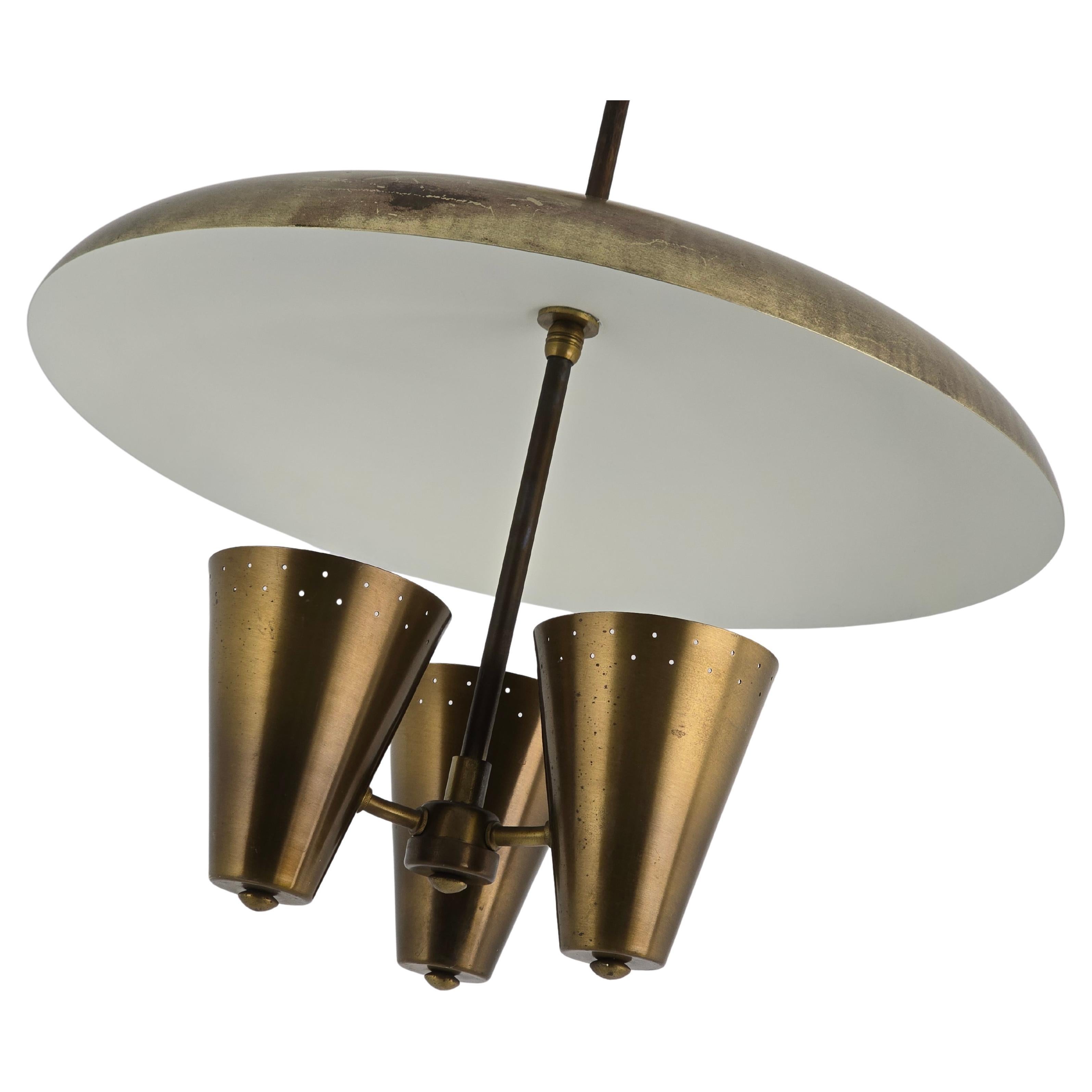 1950s Gerald Thurston 3 Heads Uplighter Pendant for Lightolier , USA For Sale