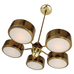 Pendente a 5 bracci in ottone di Gerald Thurston del 1950 per Lightolier  , USA