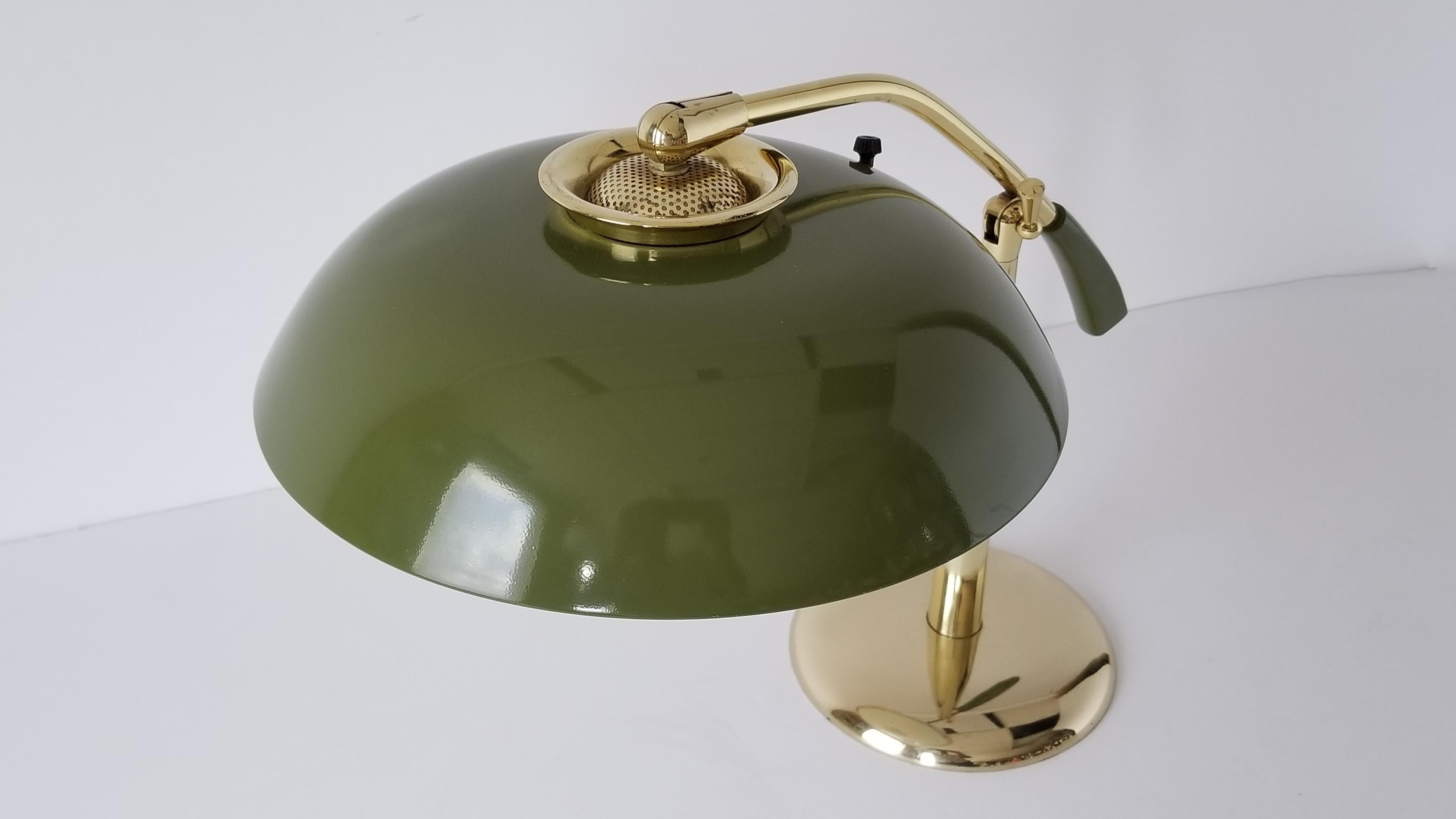 1950s Gerald Thurston Brass Table Lamp with Enameled Shade, USA 4
