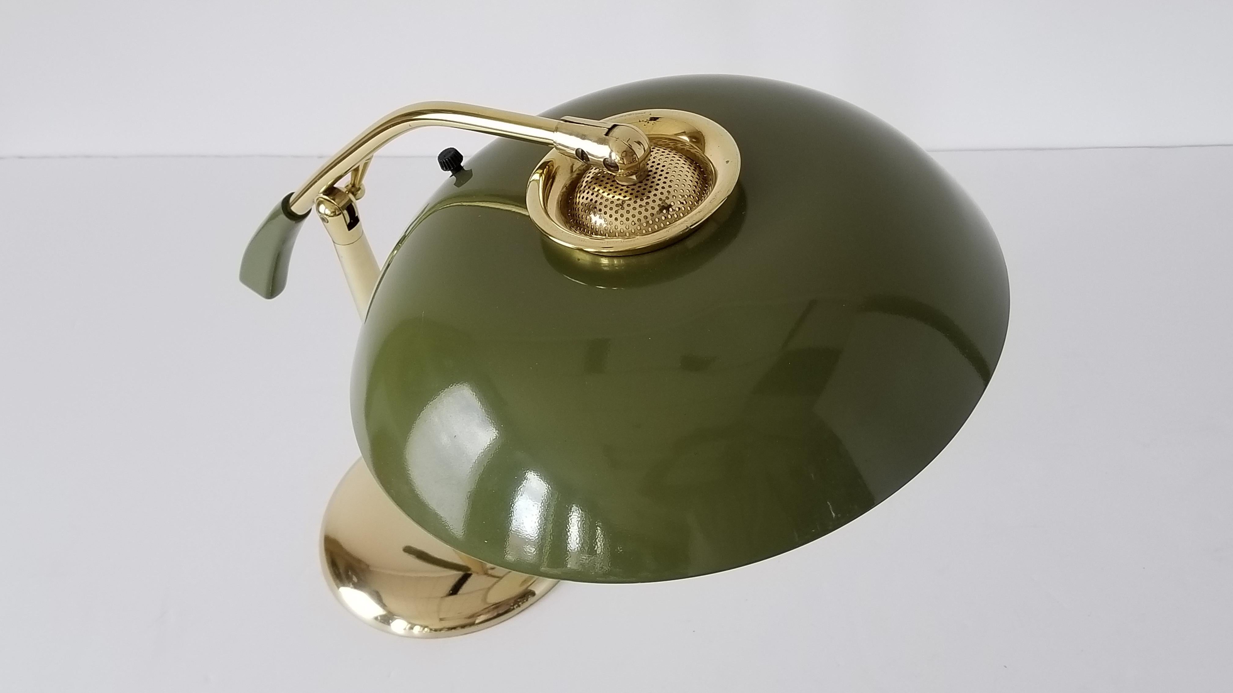 1950s Gerald Thurston Brass Table Lamp with Enameled Shade, USA 5