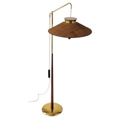 Vintage 1950s Gerald Thurston Counterweight Brass and Walnut Floor Lamp, USA