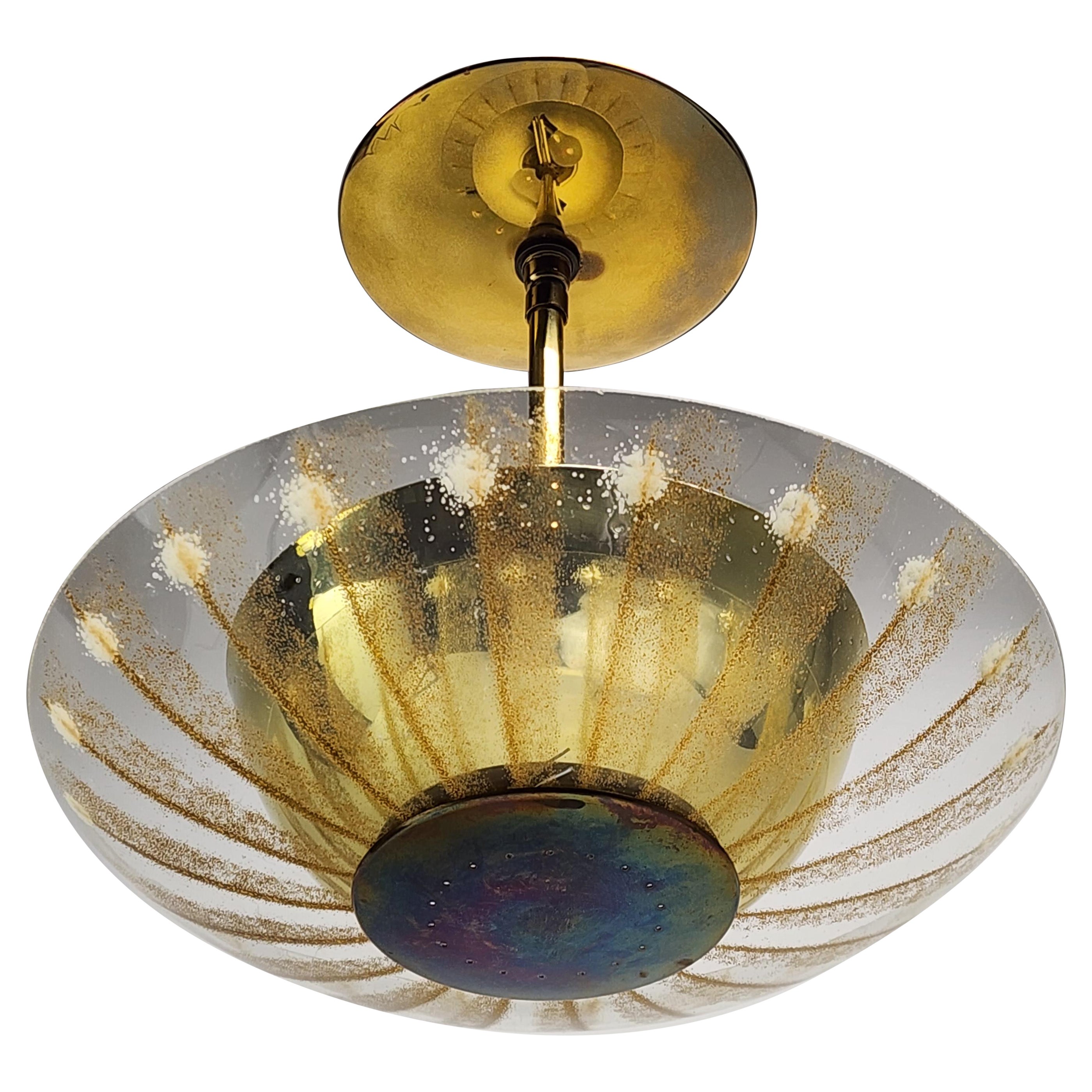 Ciondolo in vetro e ottone Gerald Thurston del 1950, USA