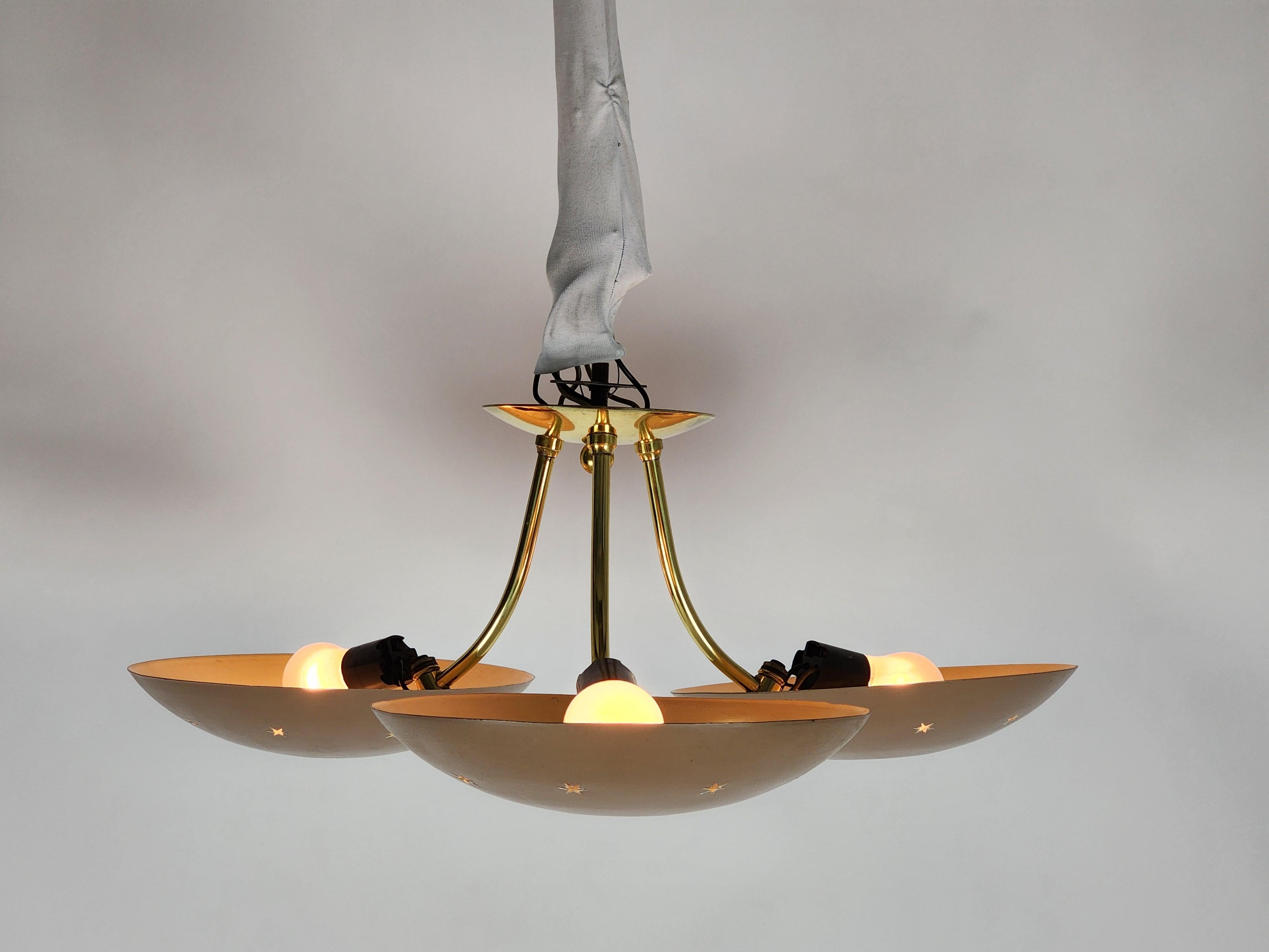 1950s Gerald Thurston Star Pierced Shade Flushmount for Lightolier ,  USA  In Good Condition For Sale In St- Leonard, Quebec