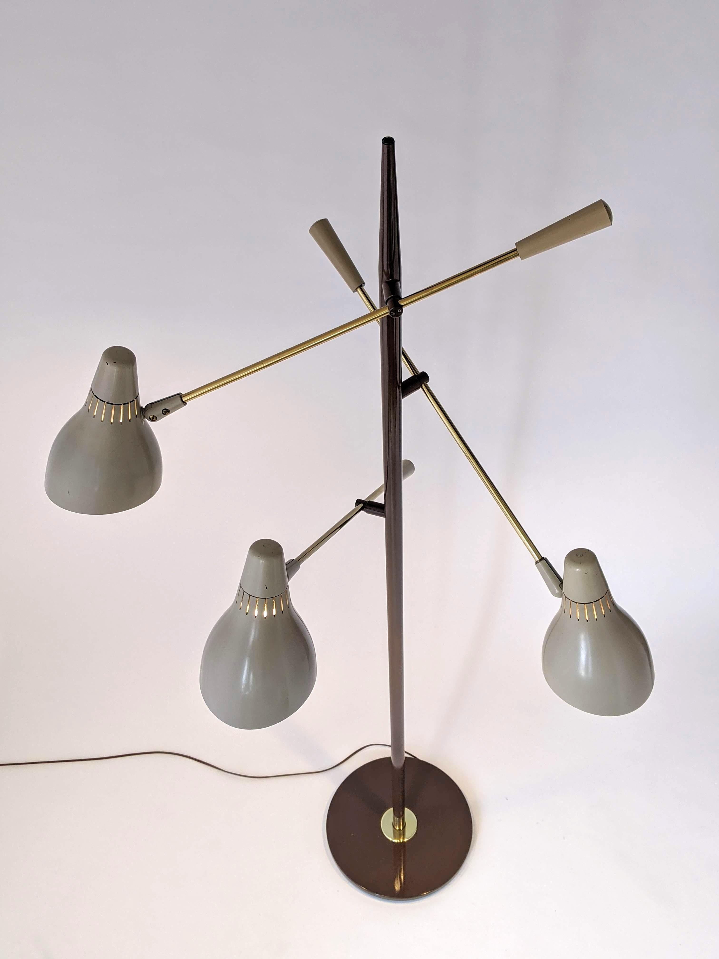 Metal 1950s Gerald Thurston Triennale Floor Lamp for Lightolier, USA
