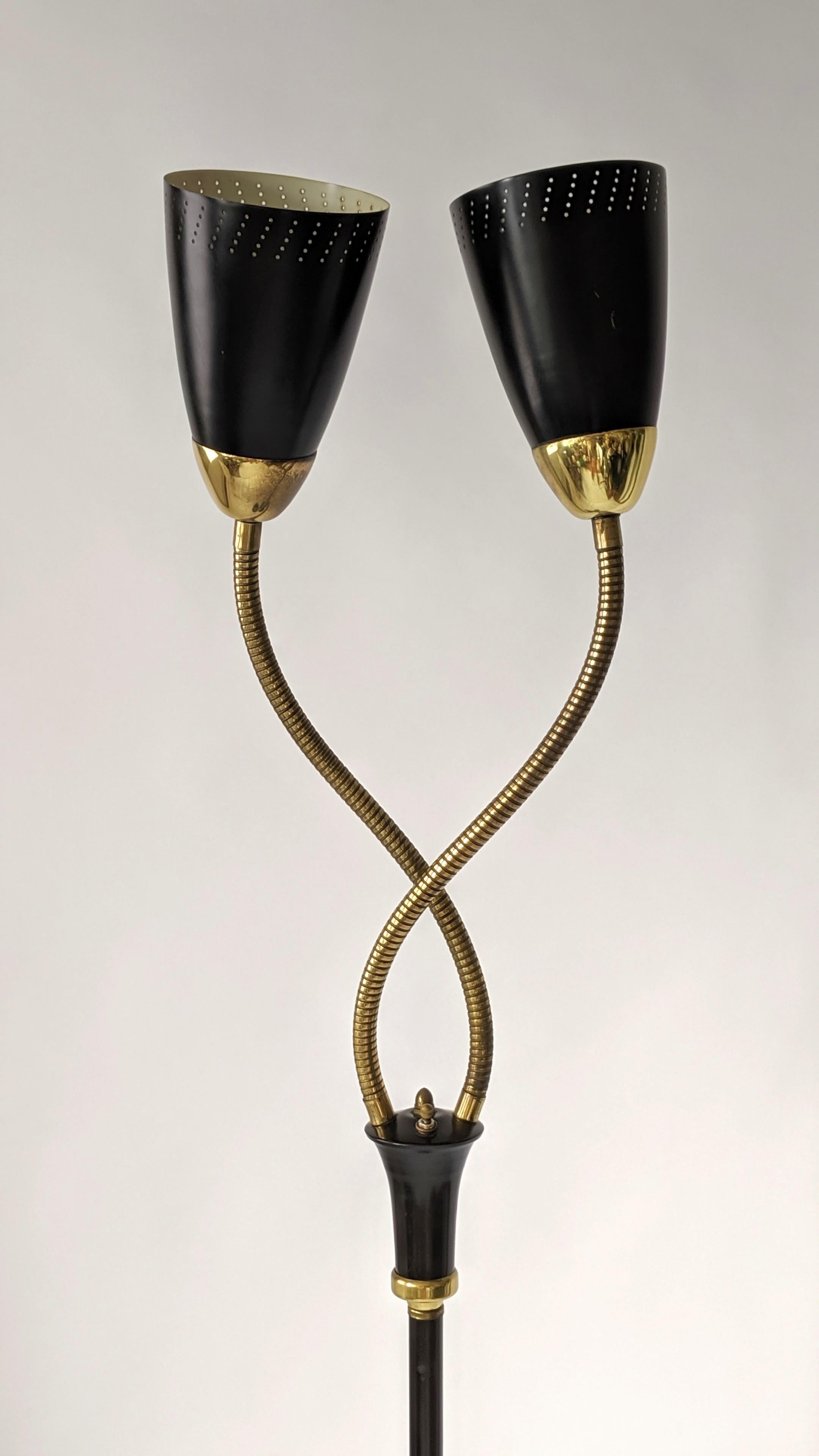 1950s Gerald Thurston Twin Gooseneck / Head  Floor Lamp, USA 4
