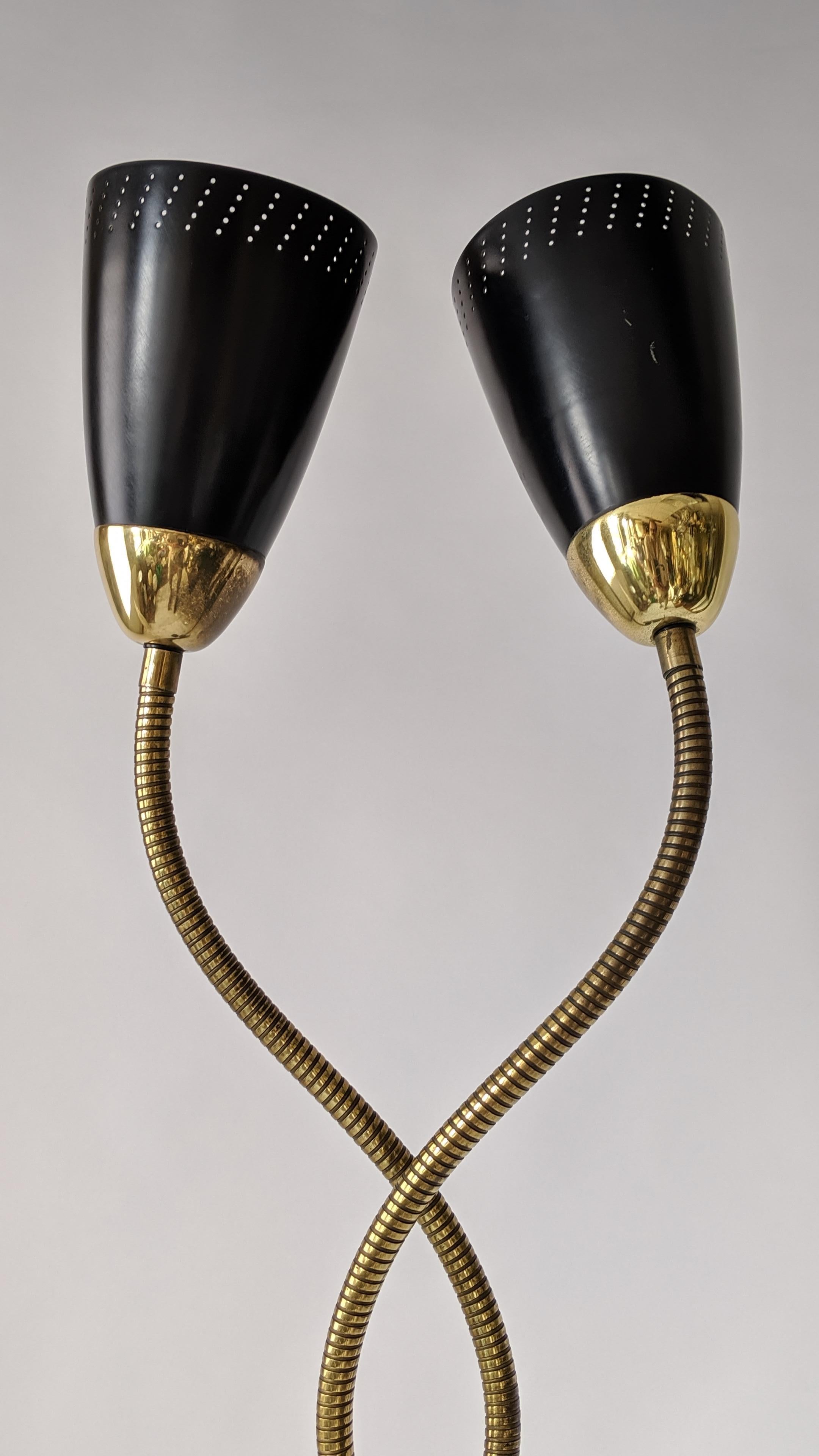 1950s Gerald Thurston Twin Gooseneck / Head Floor Lamp, USA 8