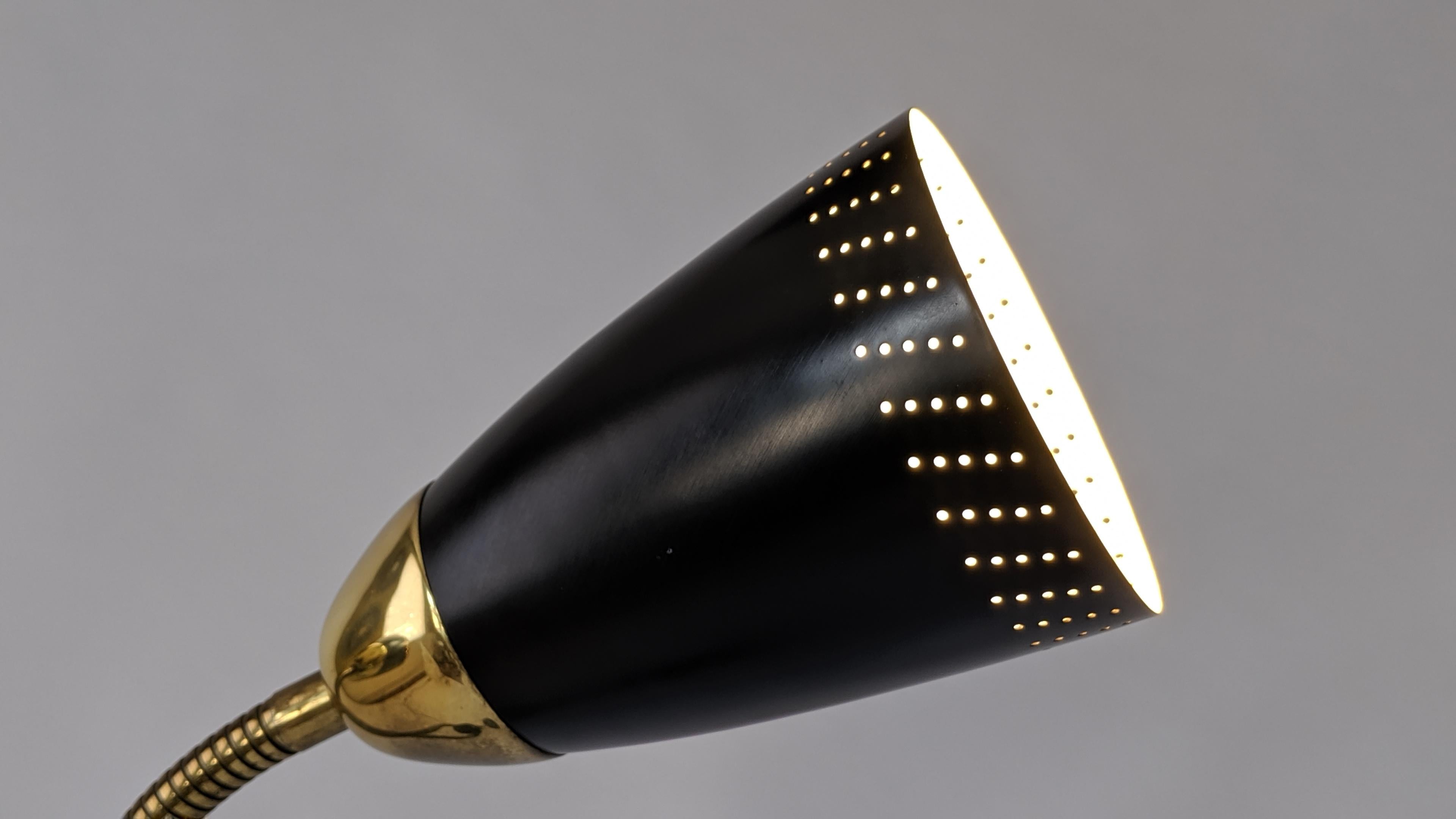 Enameled 1950s Gerald Thurston Twin Gooseneck / Head Floor Lamp, USA