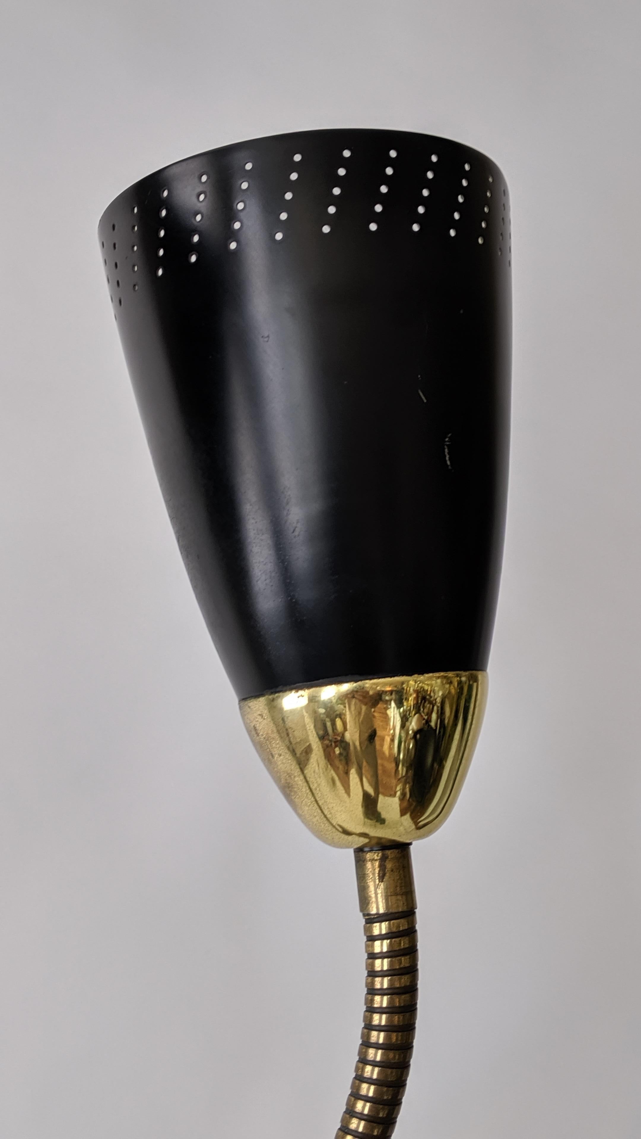 Brass 1950s Gerald Thurston Twin Gooseneck / Head Floor Lamp, USA