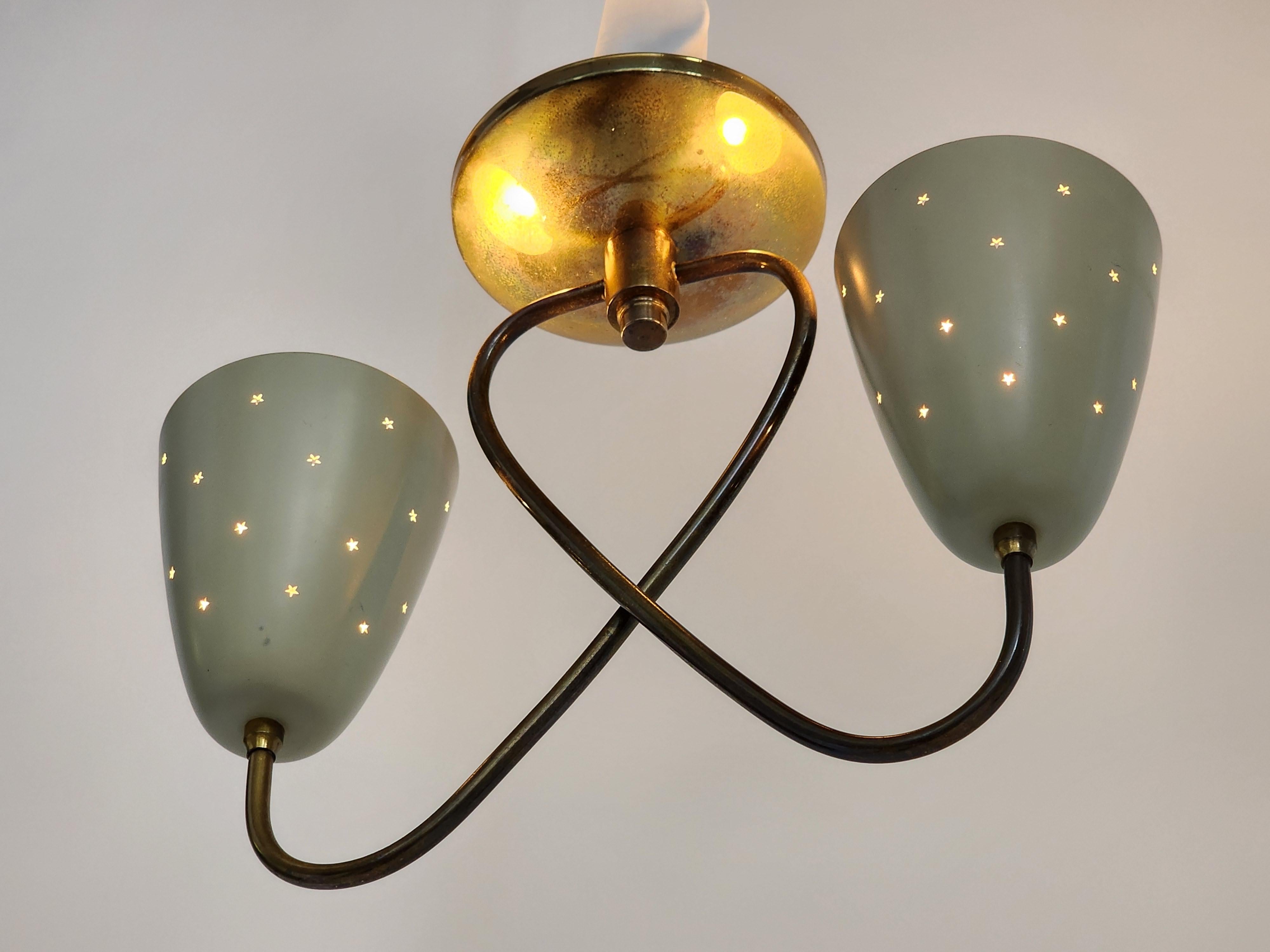 Mid-Century Modern 1950s Gerald Thurston Twin Shade Pendant for Lightolier, USA