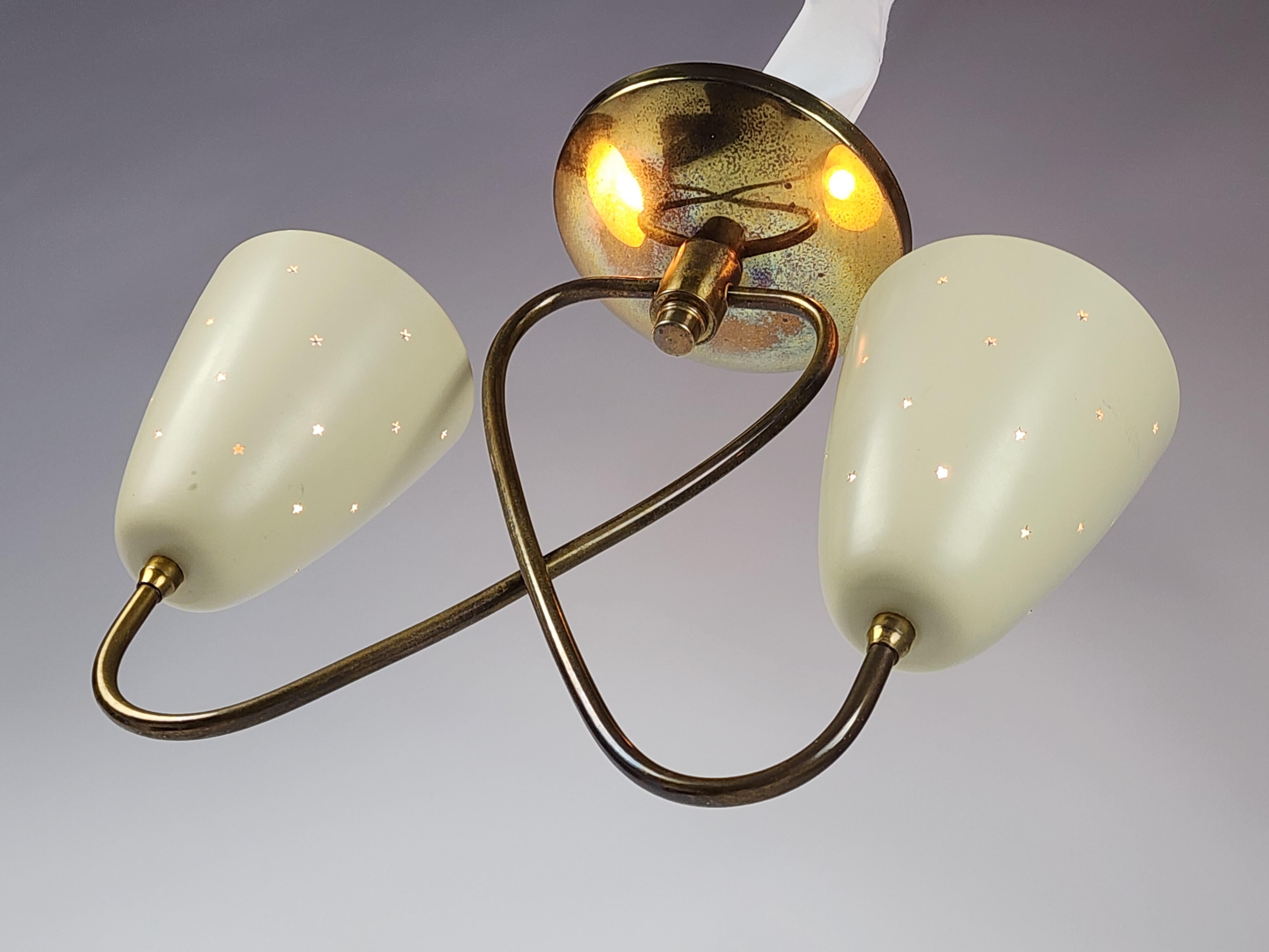 Enameled 1950s Gerald Thurston Twin Shade Pendant for Lightolier, USA