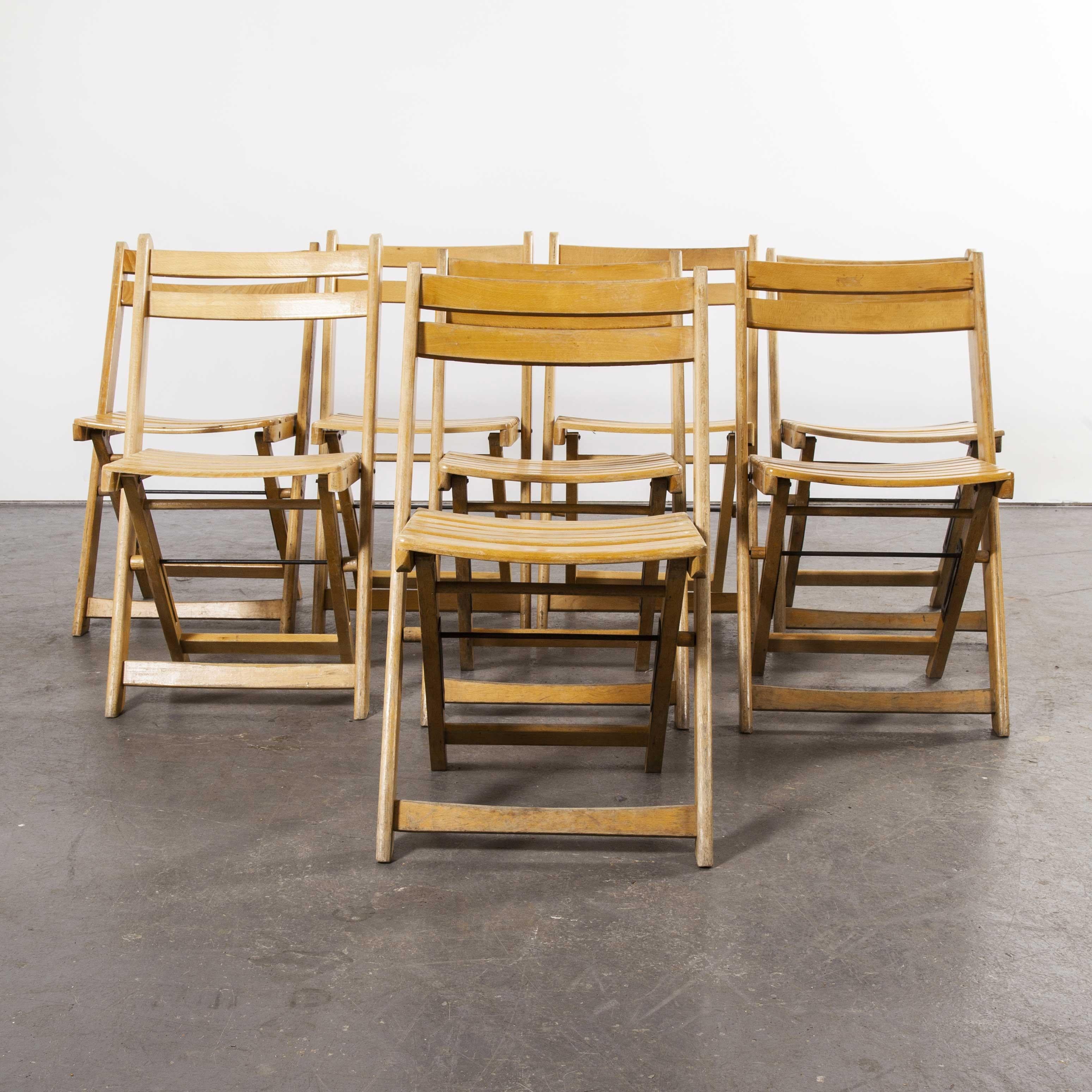 1950s German Beech Folding Dining Chairs, Set of Eight In Good Condition In Hook, Hampshire