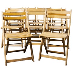 1950s German Beech Folding Dining Chairs, Set of Twelve