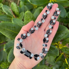 1950s German Black and Colourless Rhinestone Vintage Necklace