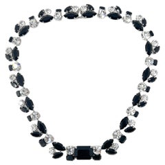 1950er Jahre Deutsche schwarze und farblose Strass Vintage-Halskette
