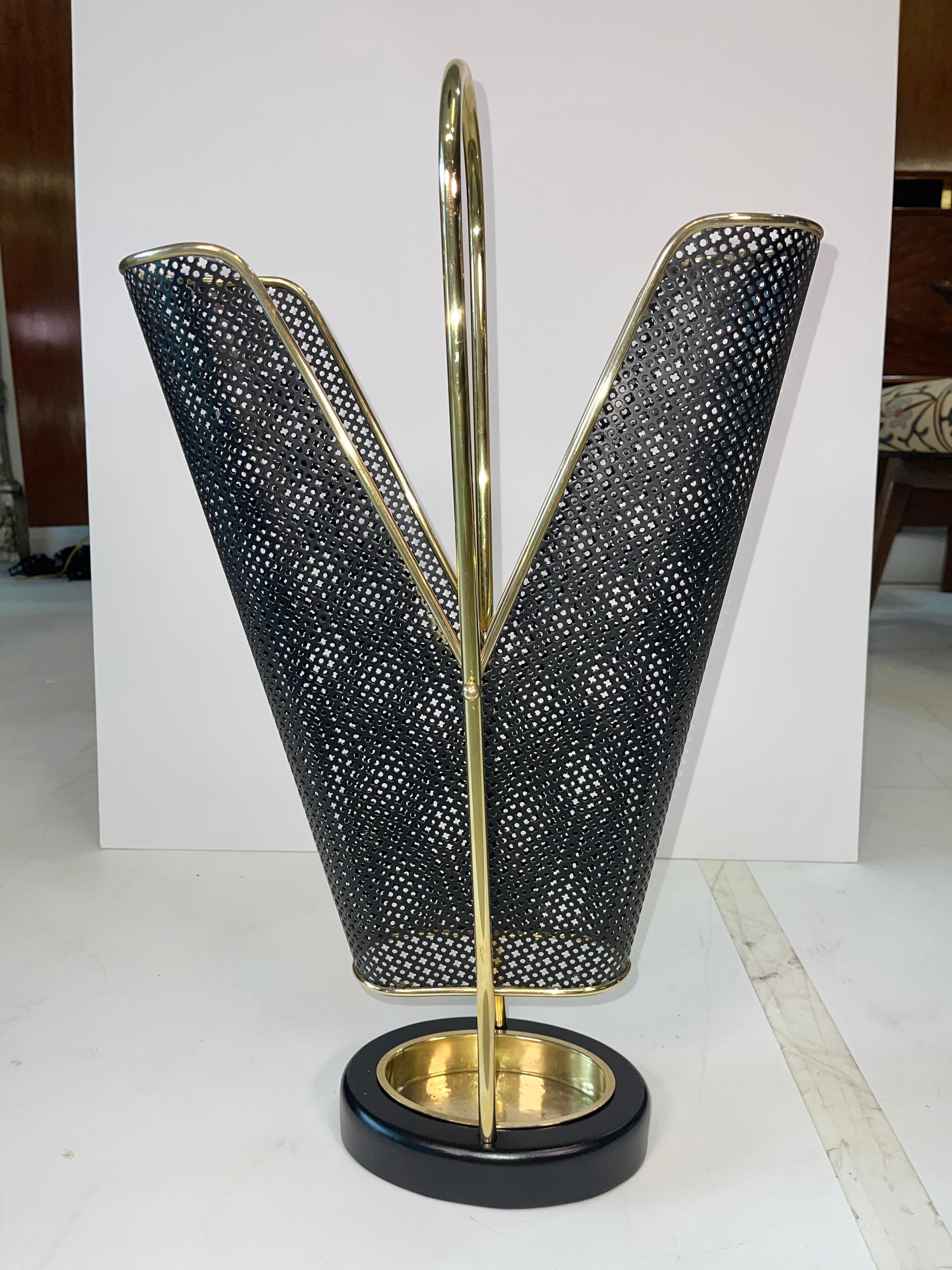 1950's German Brass and Perforated Metal Umbrella Stand For Sale 3