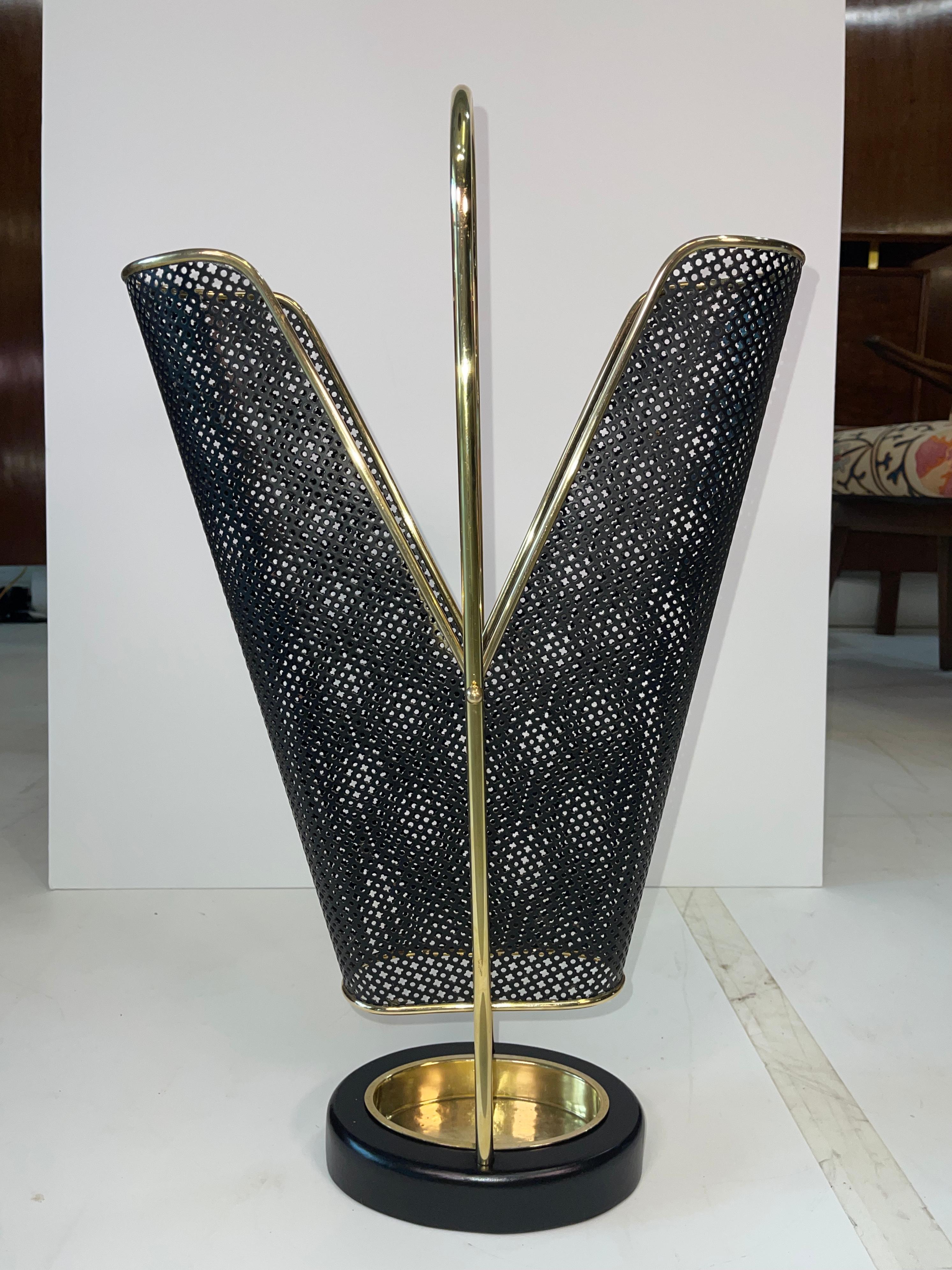 1950's German Brass and Perforated Metal Umbrella Stand For Sale 4