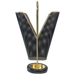 1950's German Brass and Perforated Metal Umbrella Stand