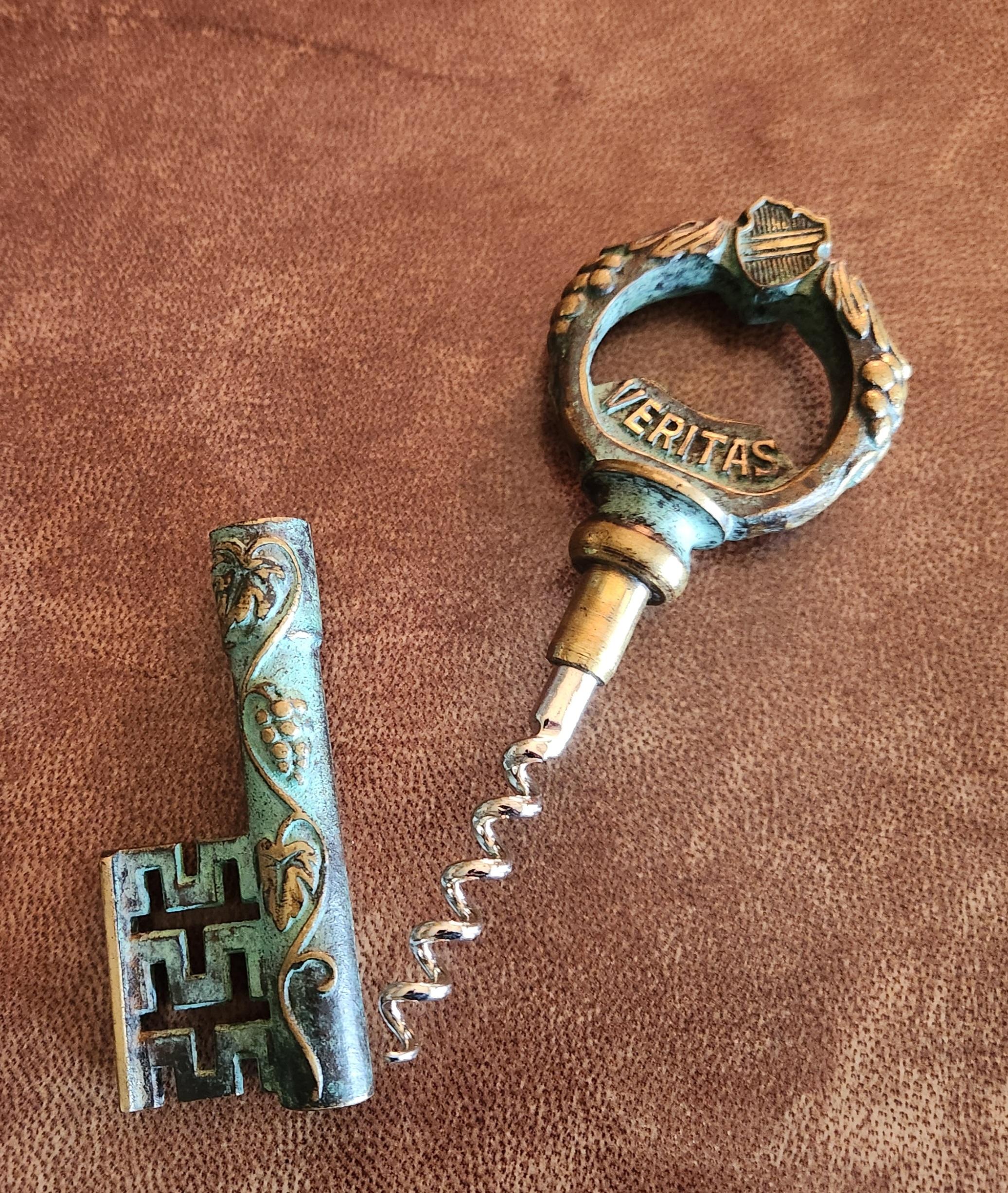 1950s German Bronze Key Corkscrew Wine Bottle Opener Worms For Sale 4
