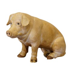 Décoration de fenêtre en forme de cochon de boucherie allemande des années 1950
