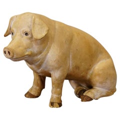 Décoration de fenêtre en forme de cochon de boucherie allemande des années 1950