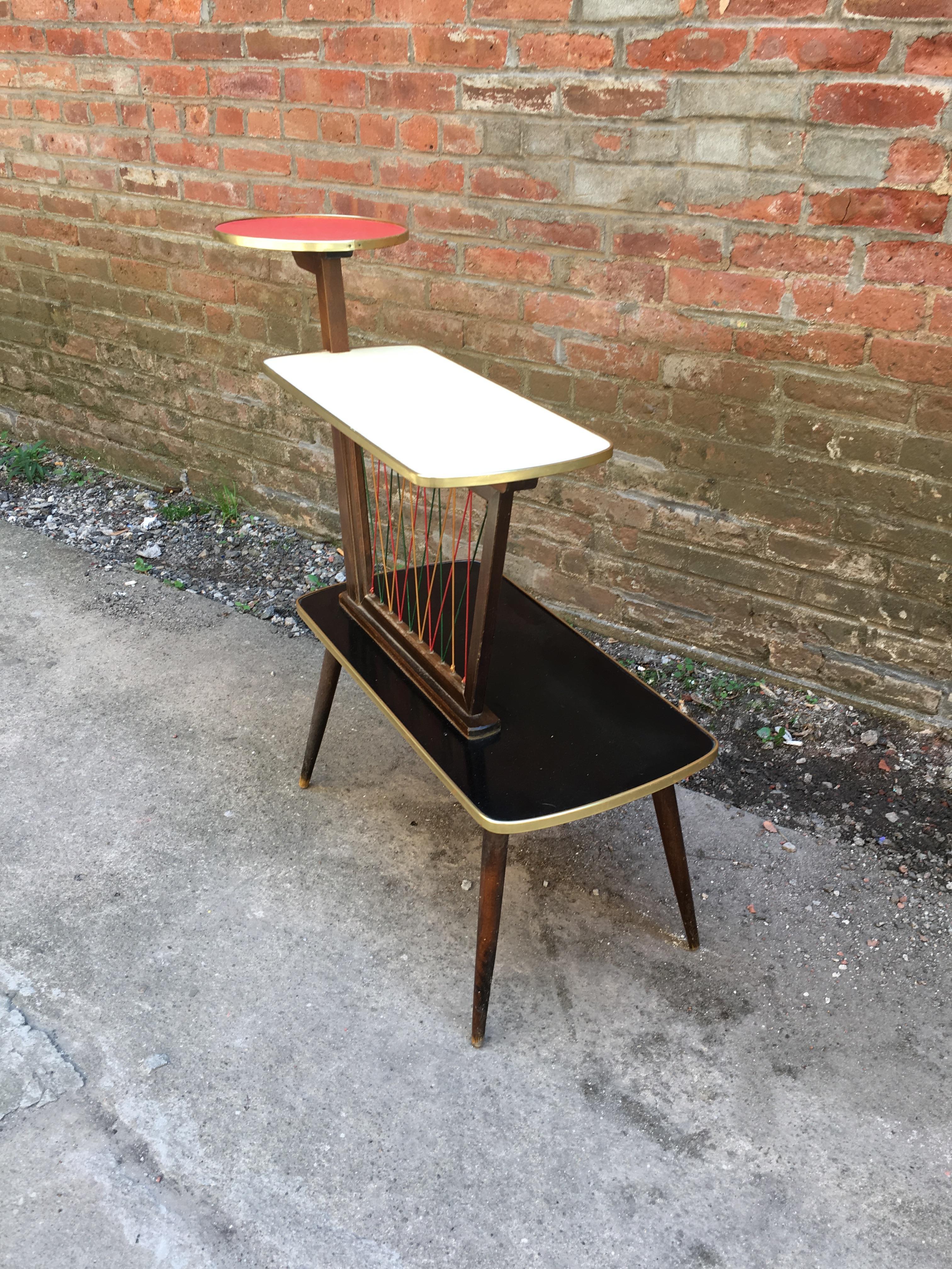 1950s German Colorful Laminate End Table In Good Condition In Garnerville, NY