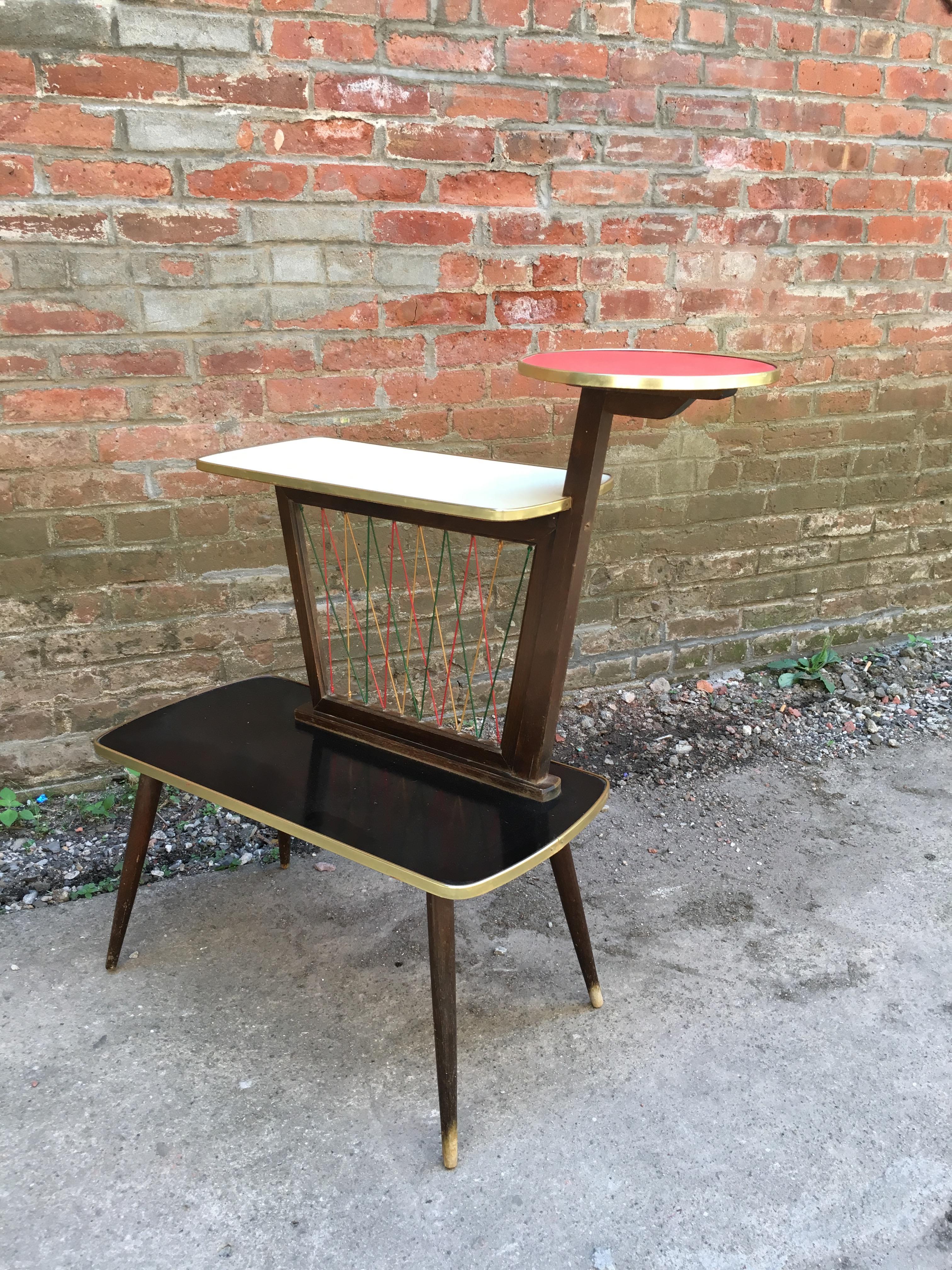 1950s German Colorful Laminate End Table 2