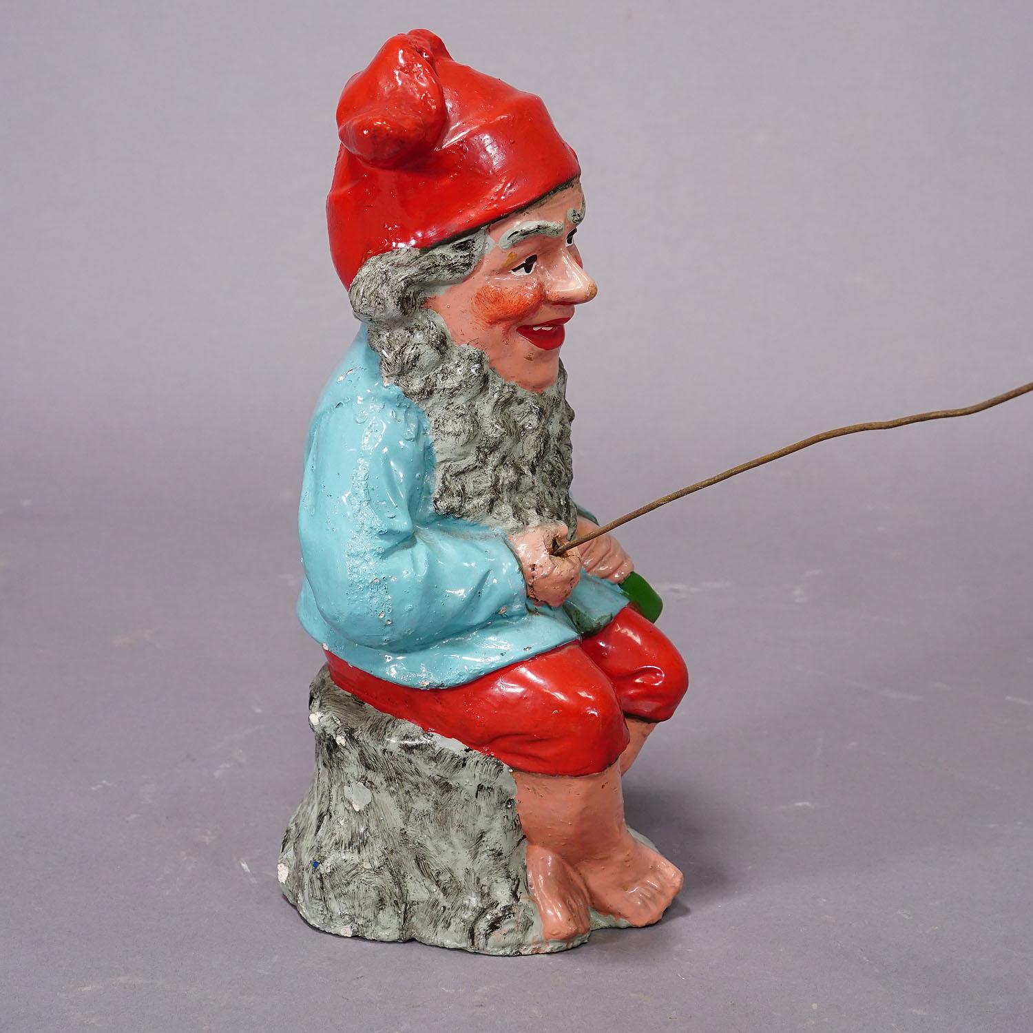 Victorian 1950's German Fishing Garden Gnome