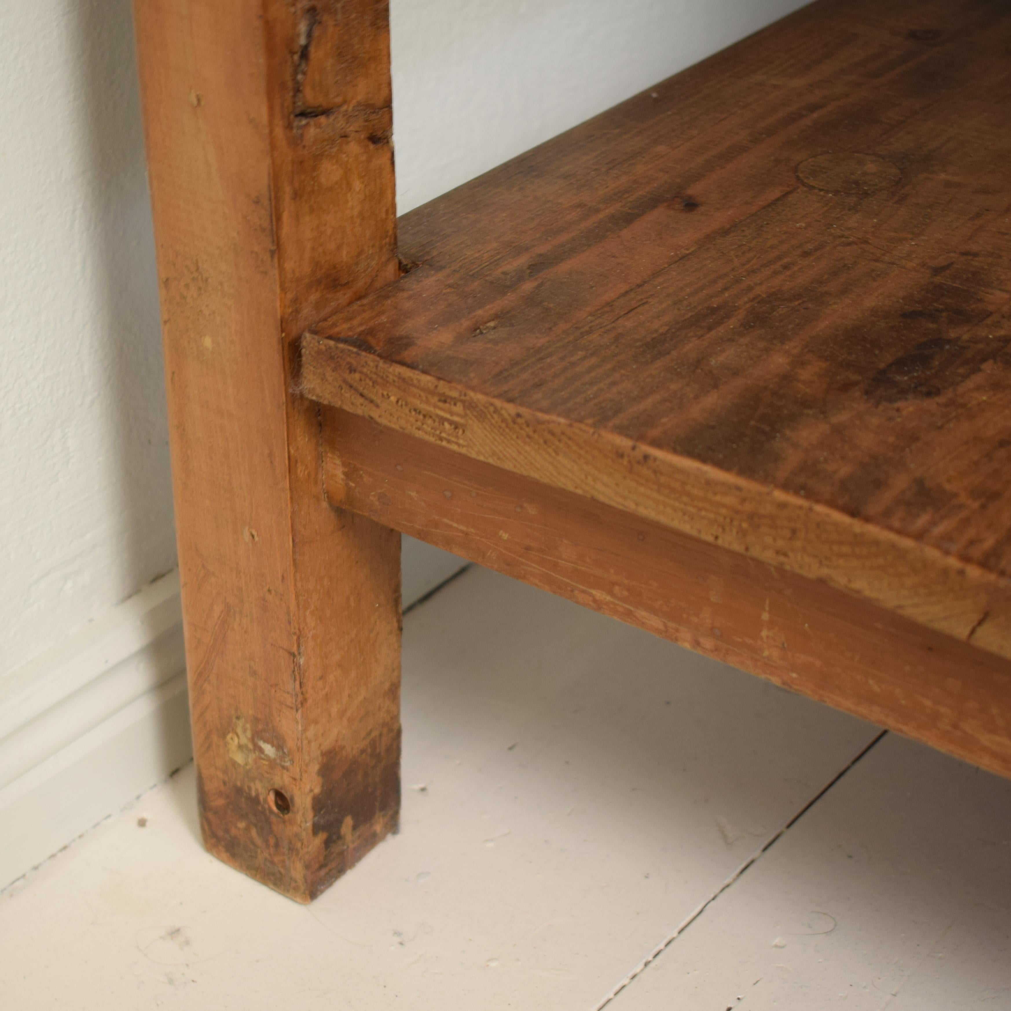 1950s German Industrial Working Table in Brown Pine with Green Linoleum Top 5