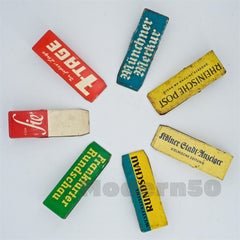 1950s German Newspaper Advertising Tin Clips Midcentury Graphic Design Set