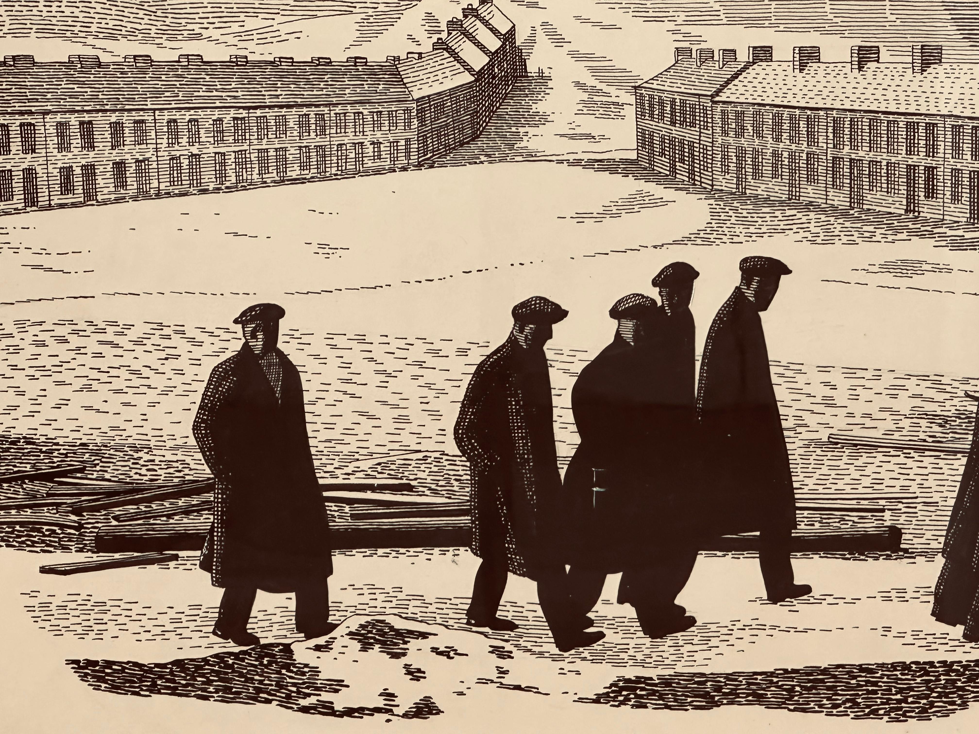 Deutsche Original-Tinte-Linien-Wintercoalmining-Zeichnung, Henry J. Latham, 1950er Jahre 5