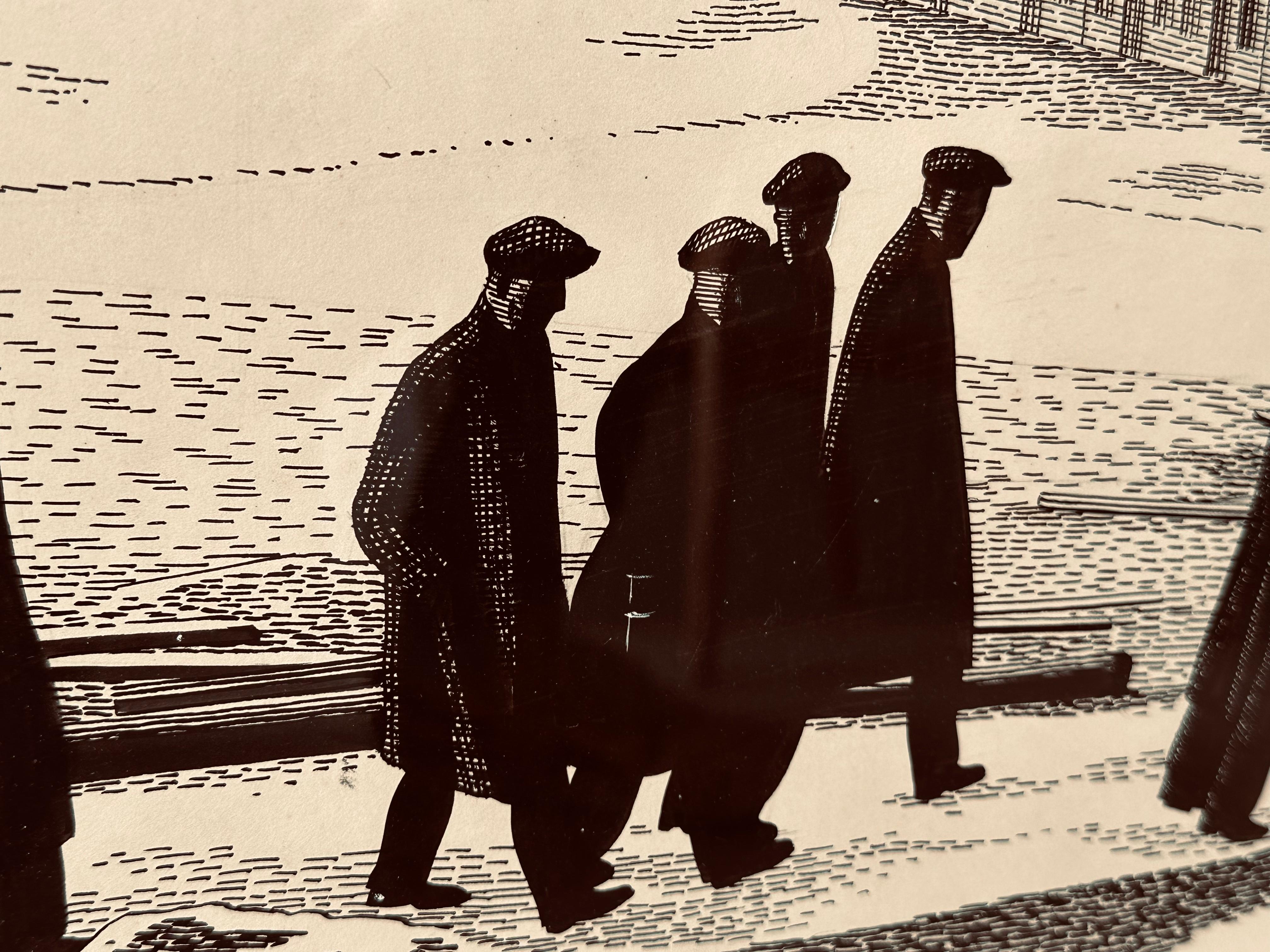Deutsche Original-Tinte-Linien-Wintercoalmining-Zeichnung, Henry J. Latham, 1950er Jahre 7