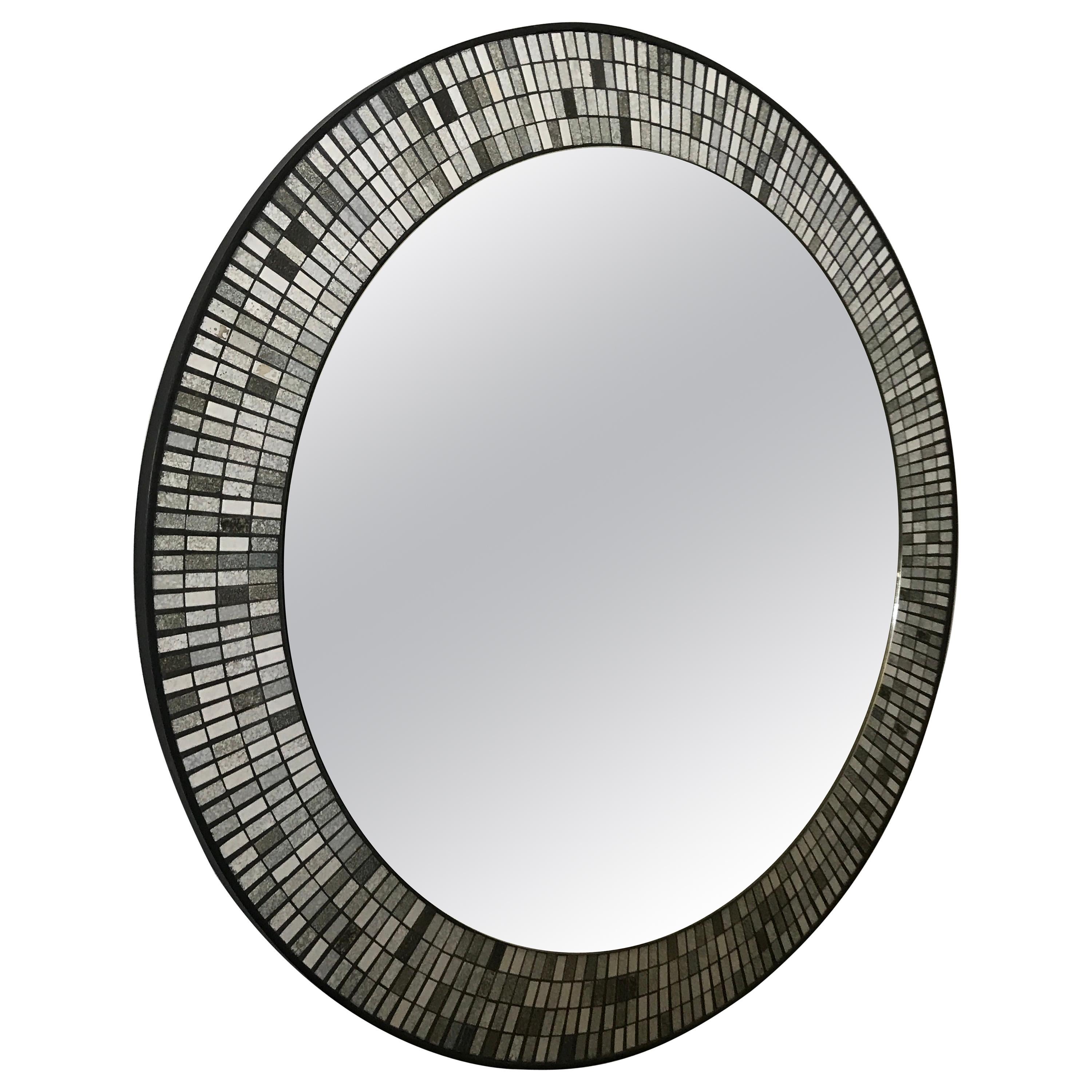 1950s German Round Mosaic Wall Mirror For Sale