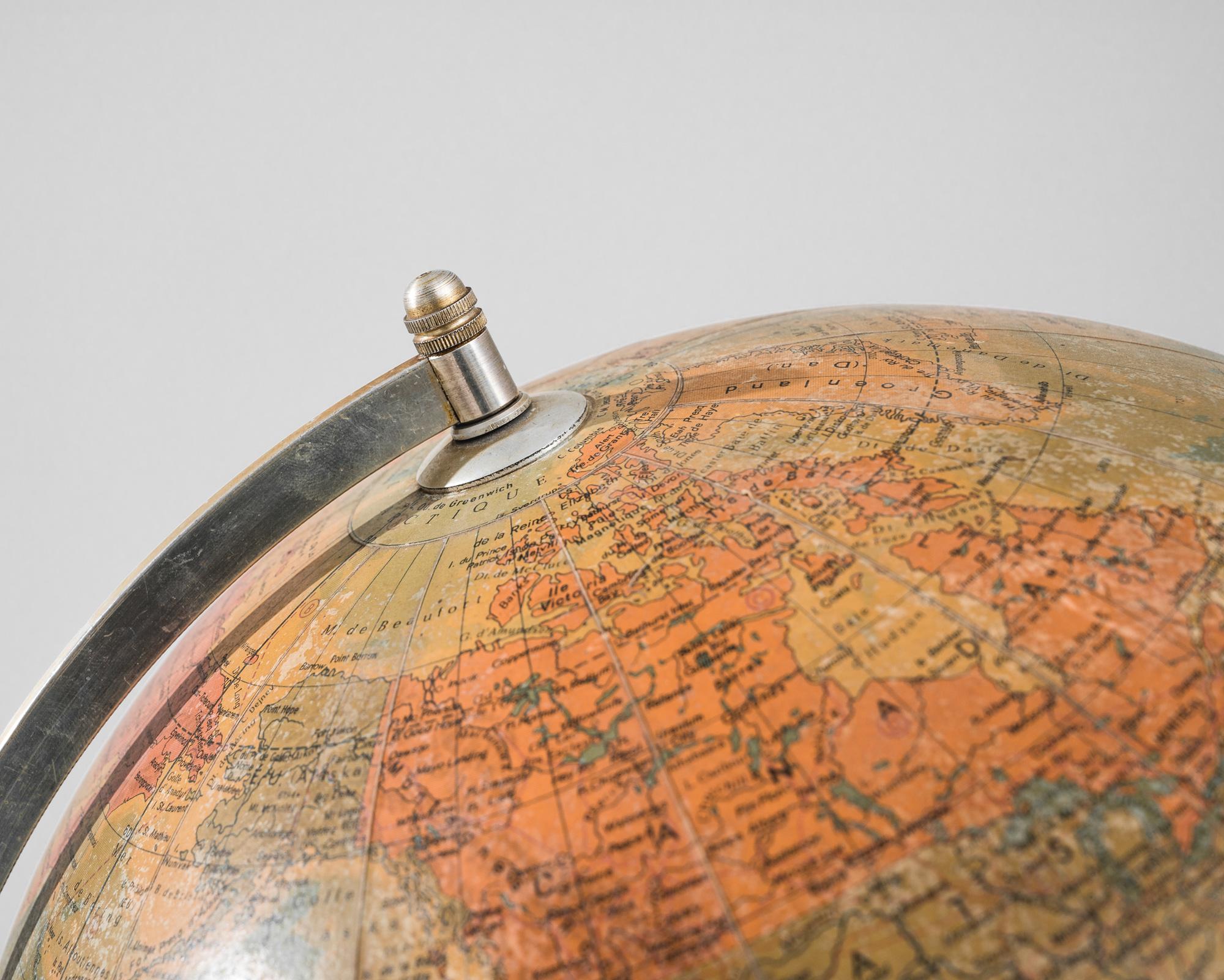 1950s German Wooden and Glass Globe In Good Condition For Sale In High Point, NC