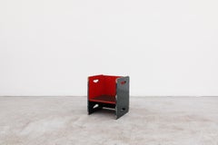1950's Bé Niegeman-Brand Attributed Children's Kubist Chair in Red and Black