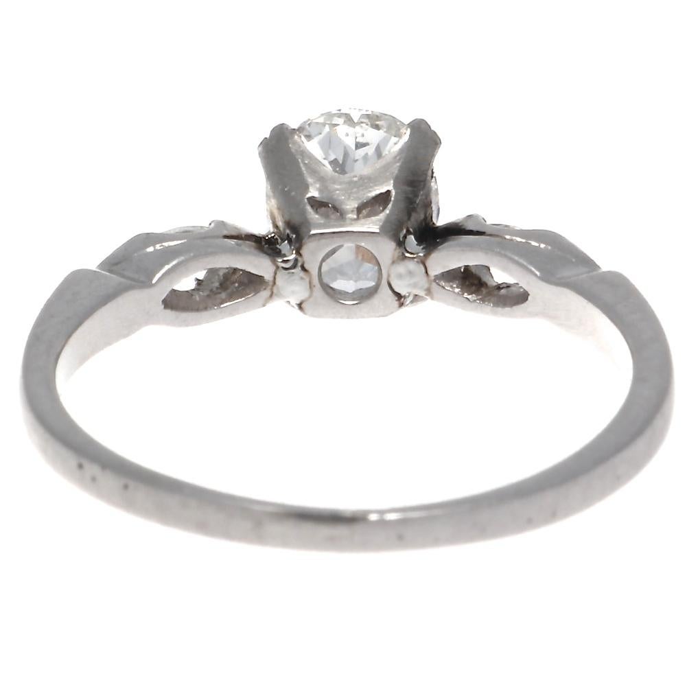 Women's 1950s GIA 1 Carat Cushion Cut Diamonds Platinum Engagement Ring