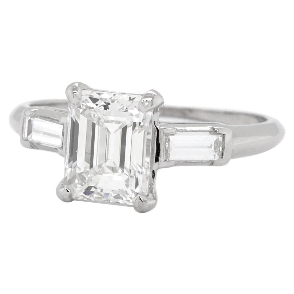 1950s GIA 1.75 Carat Emerald Cut Diamond Palladium Ring at 1stDibs | 1. ...
