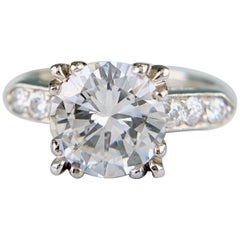 1950s GIA 2.42 Carat Diamond Platinum Engagement Ring