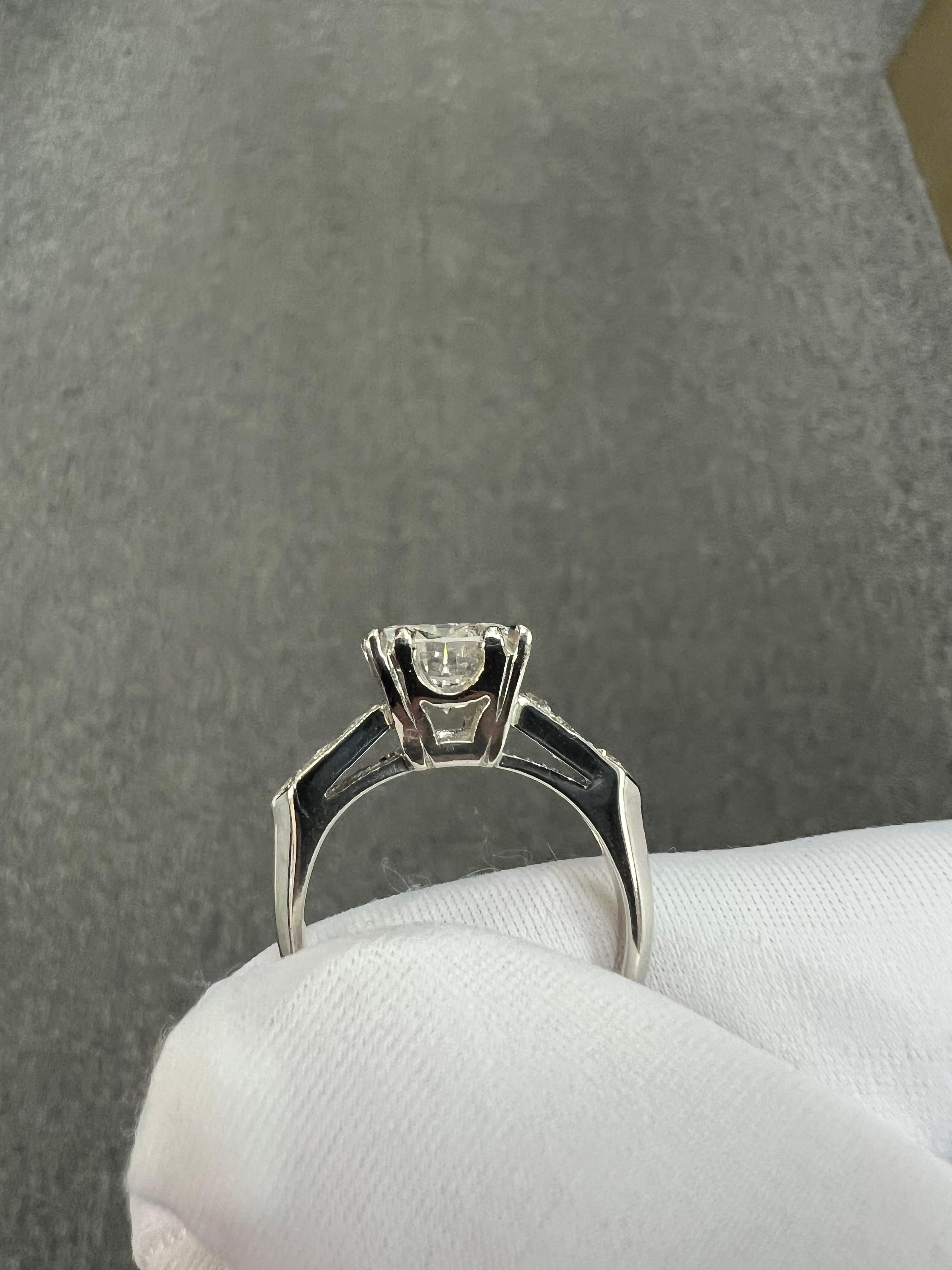 1950s GIA 2.42 Carat Diamond Platinum Engagement Ring For Sale 2