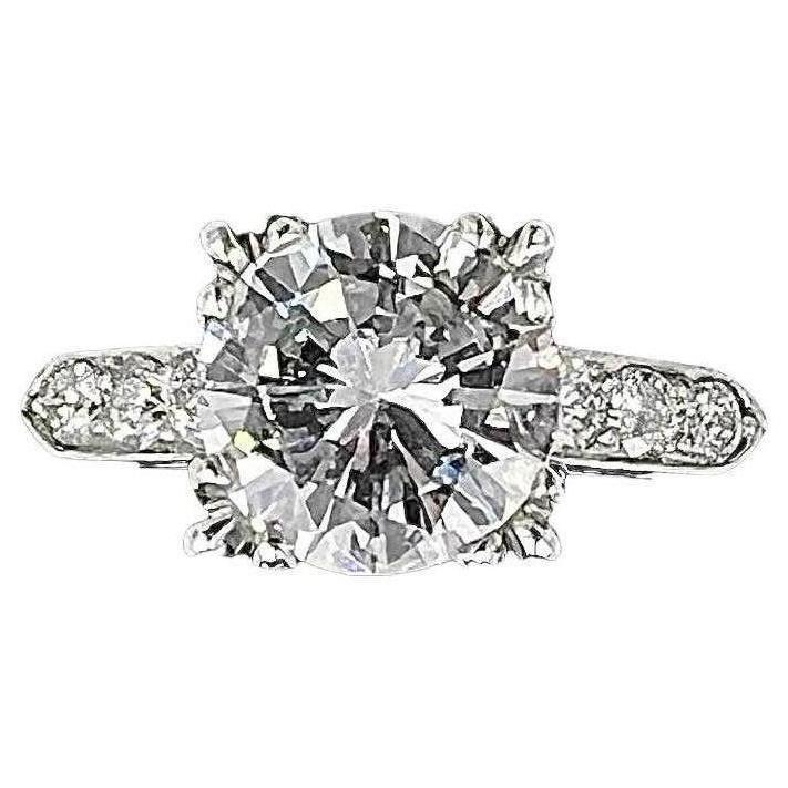 1950s GIA 2.42 Carats Diamond Platinum Engagement Ring  For Sale