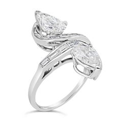 GIA Certified Antique 2.48 Carat Total Double Pear Shape Diamond Cocktail Ring