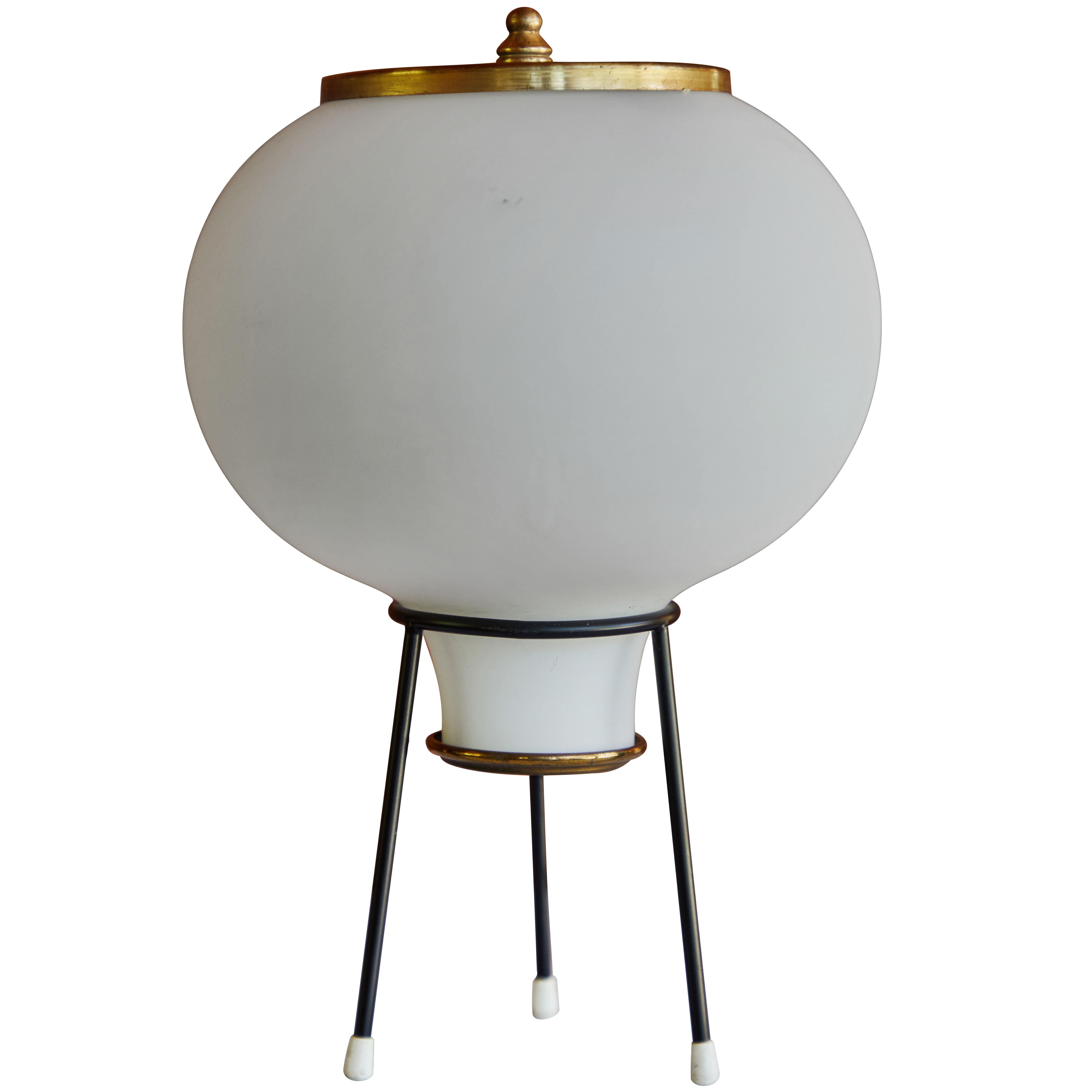 Mid-Century Modern 1950s Gilardi & Barzaghi Glass Tripod Table Lamp