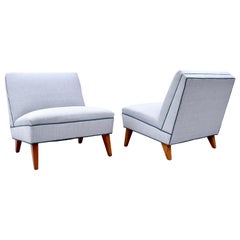 1950's Gilbert Rohde Design Art Deco Slipper Lounge Chairs, Loveseat
