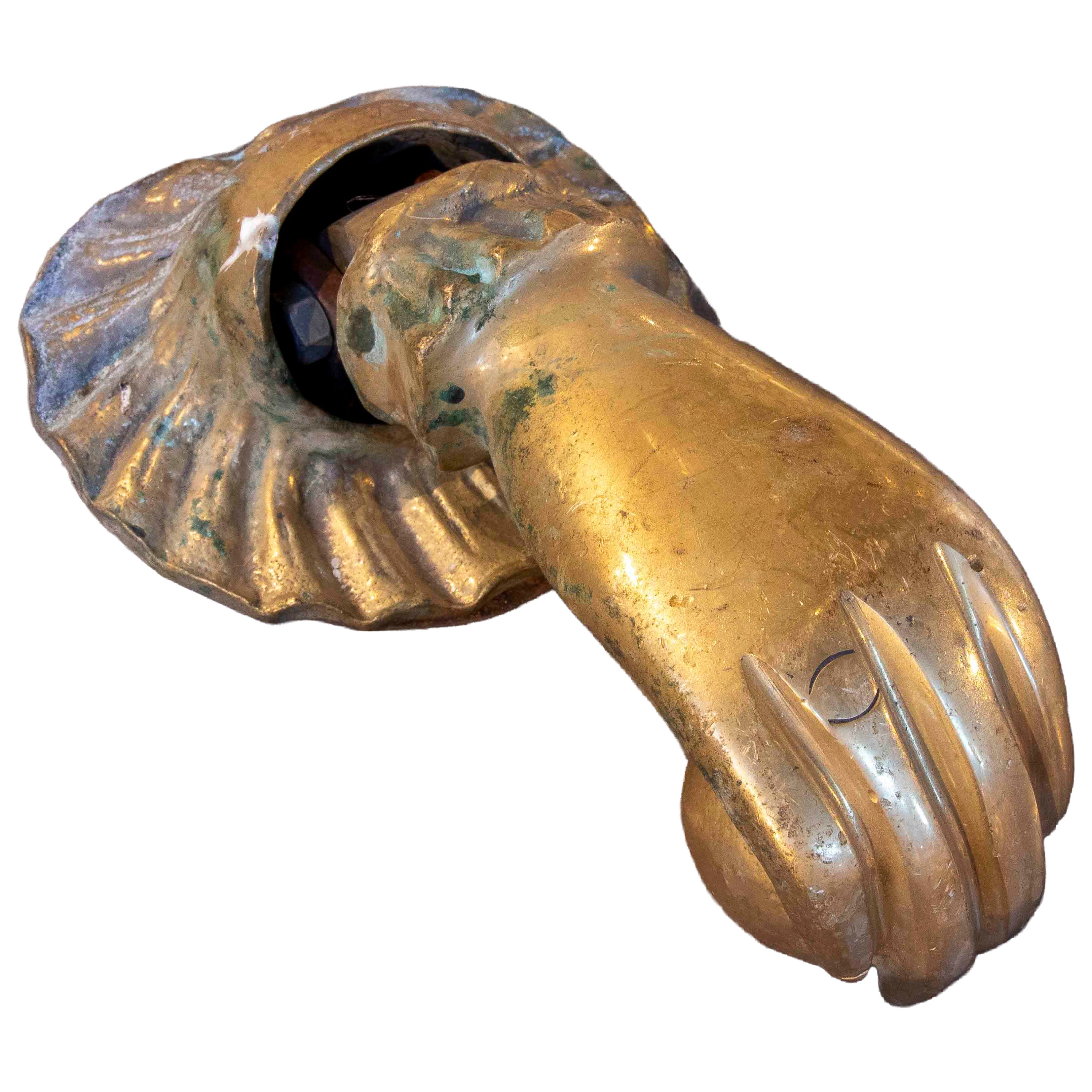1950s Gilded Bronze Antique Door Knocker in the Shape