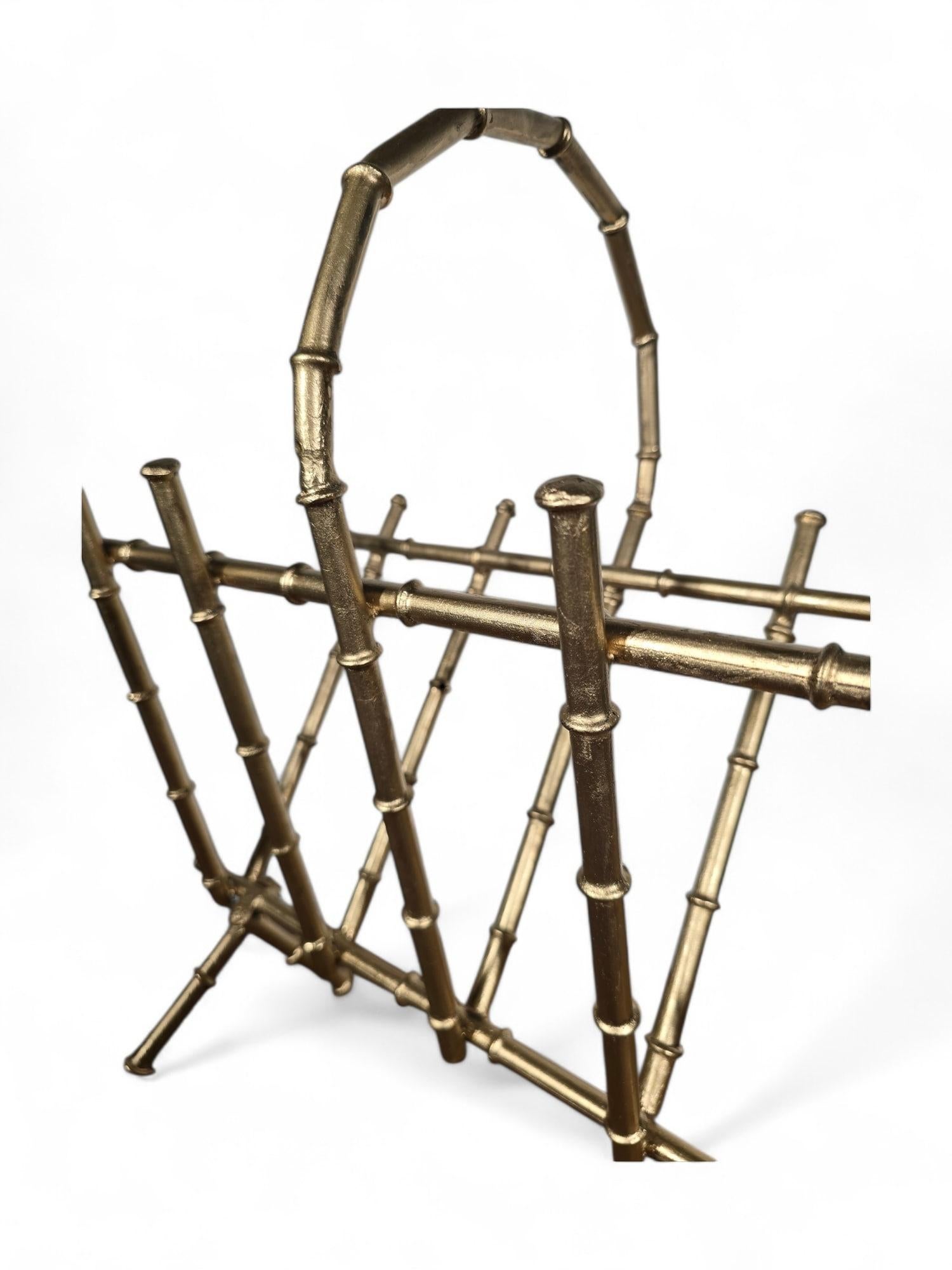 Portariviste in bronzo dorato degli anni '50 - Bamboo Design in vendita 5